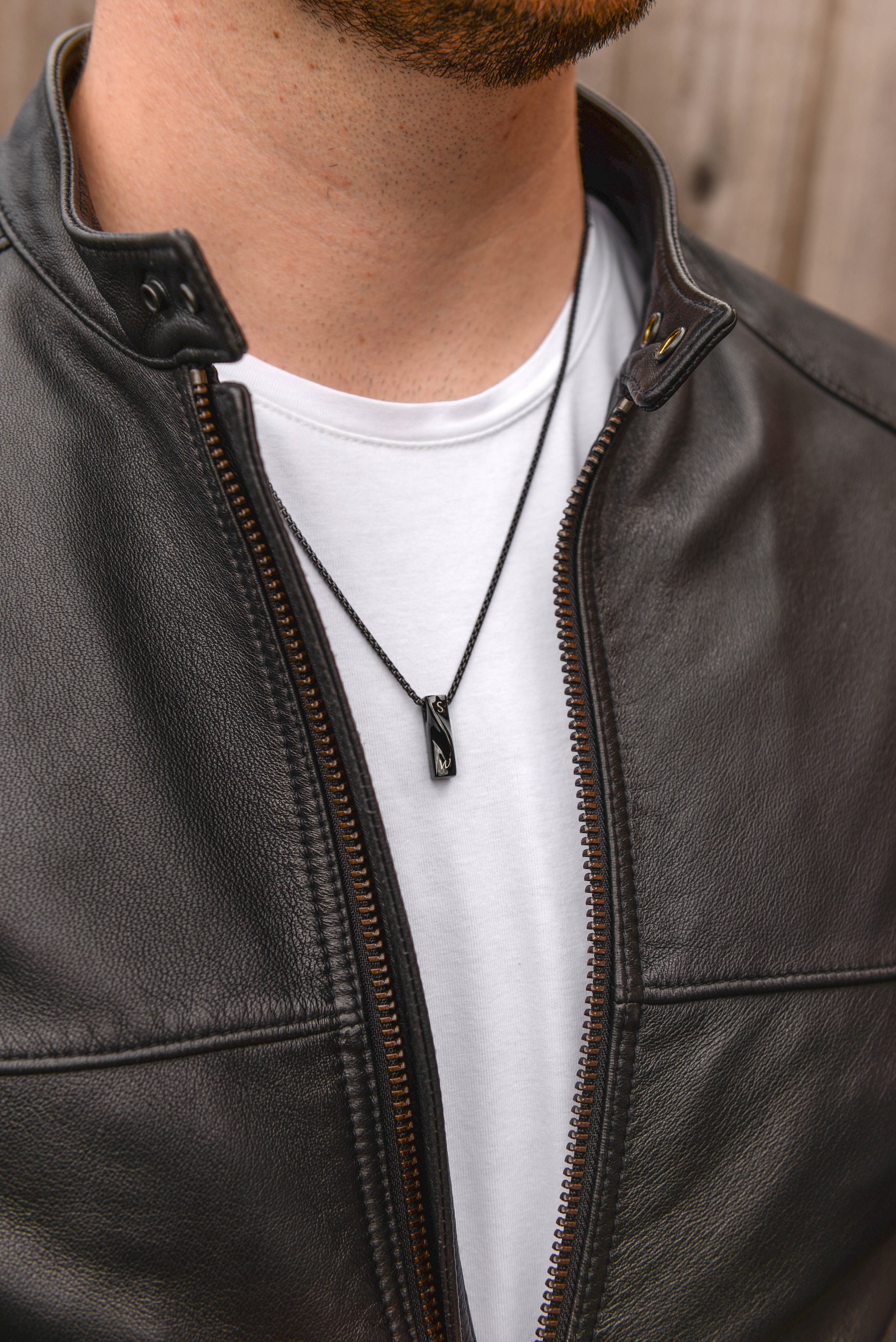 Custom Engraved Men's Bar Necklace in Stainless Steel with Hidden Engraving