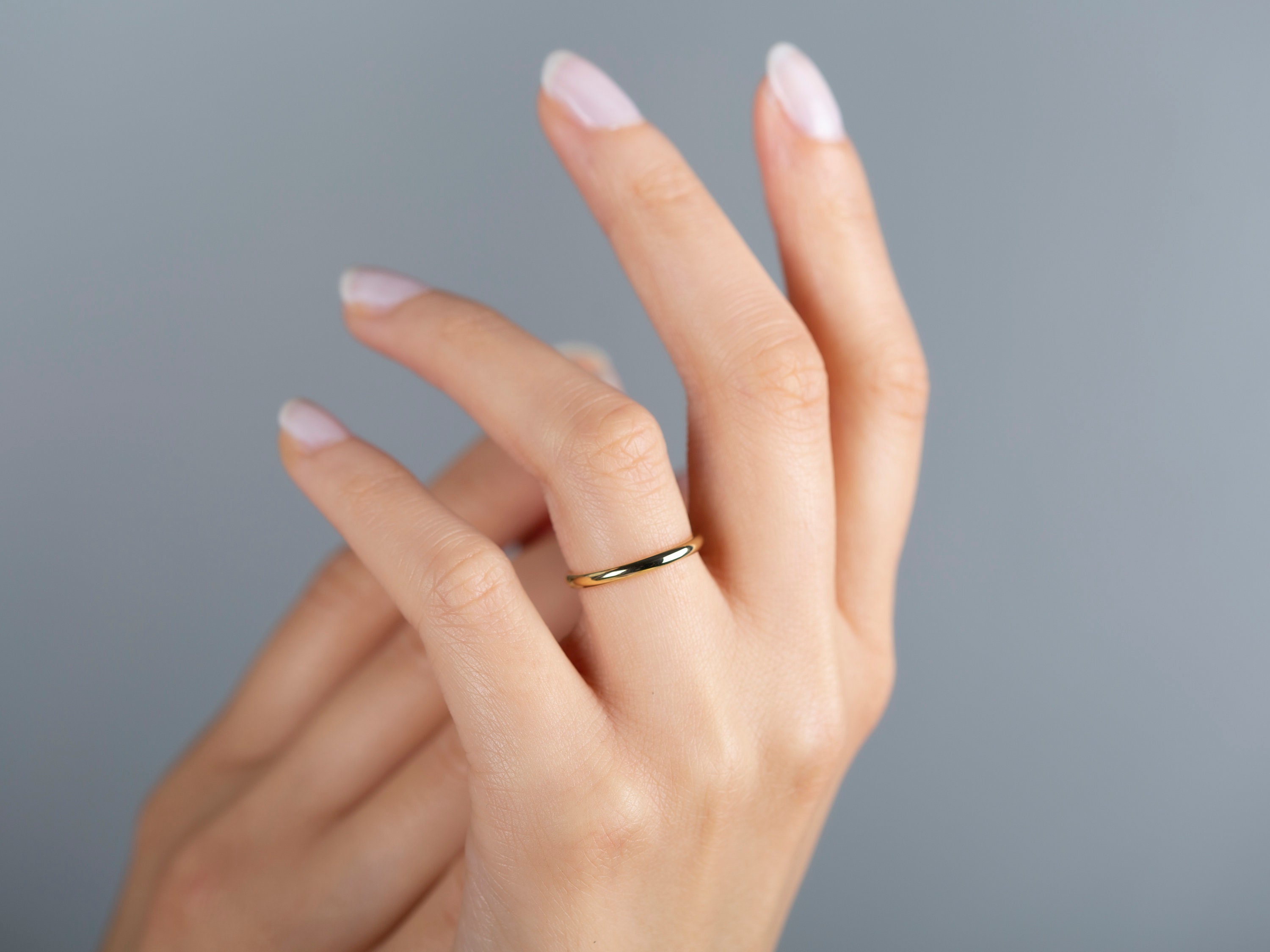 2mm Yellow Gold Dome Wedding Band with Polished Finish