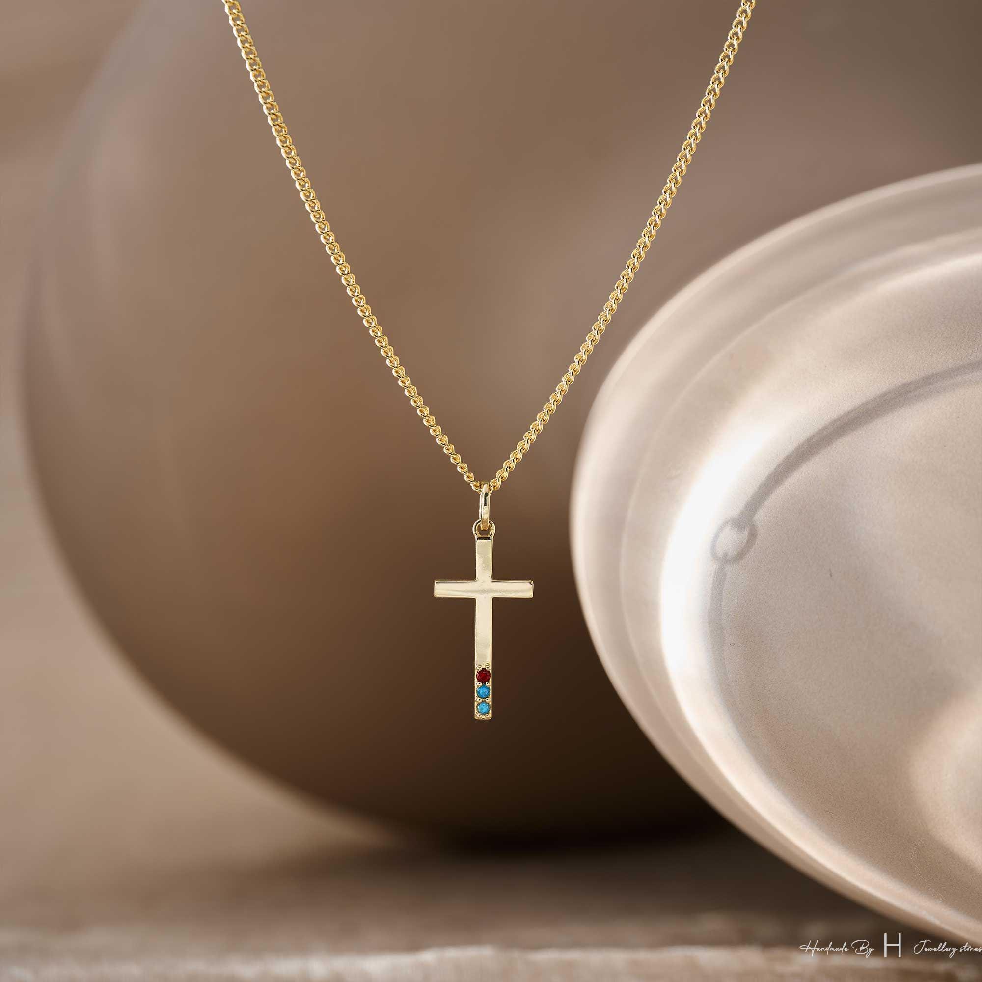 Men's Birthstone Necklace with Zircon Pendant in Pure Copper