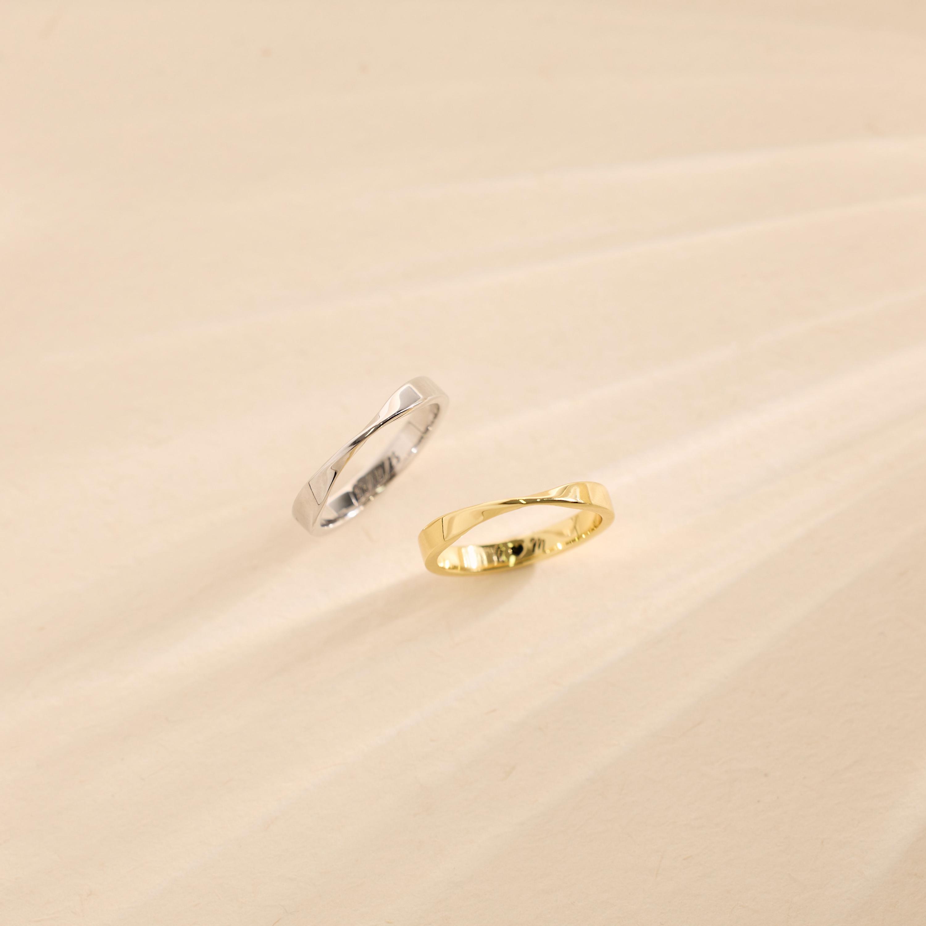 Custom Couples Mobius Twist Ring with Inner Engraving