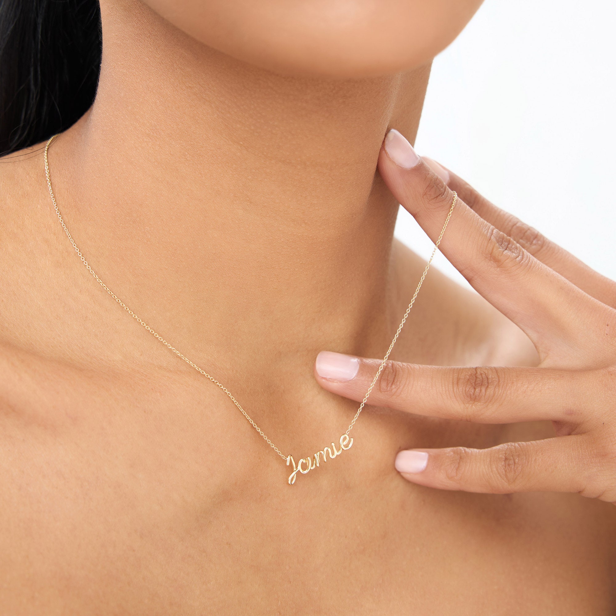 14K Solid Gold Script Name Necklace