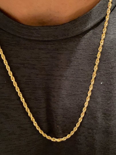 18K Gold Filled Men's Rope Chain Necklace in 3 mm Width