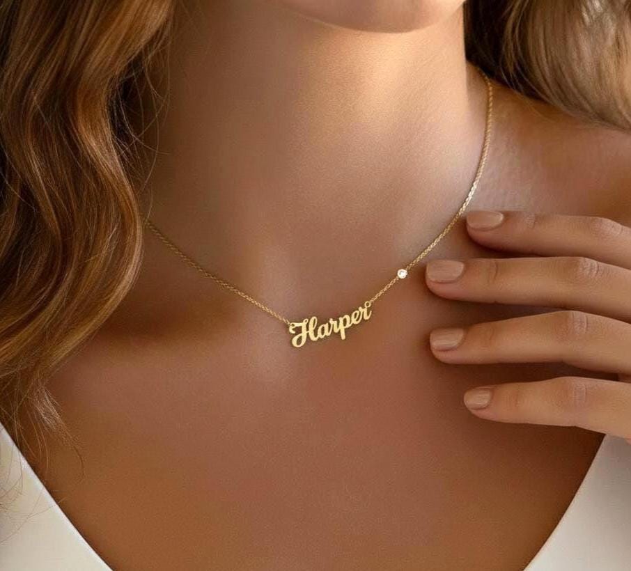 Personalized Cursive Name Necklace with Birthstone in 925 Sterling Silver