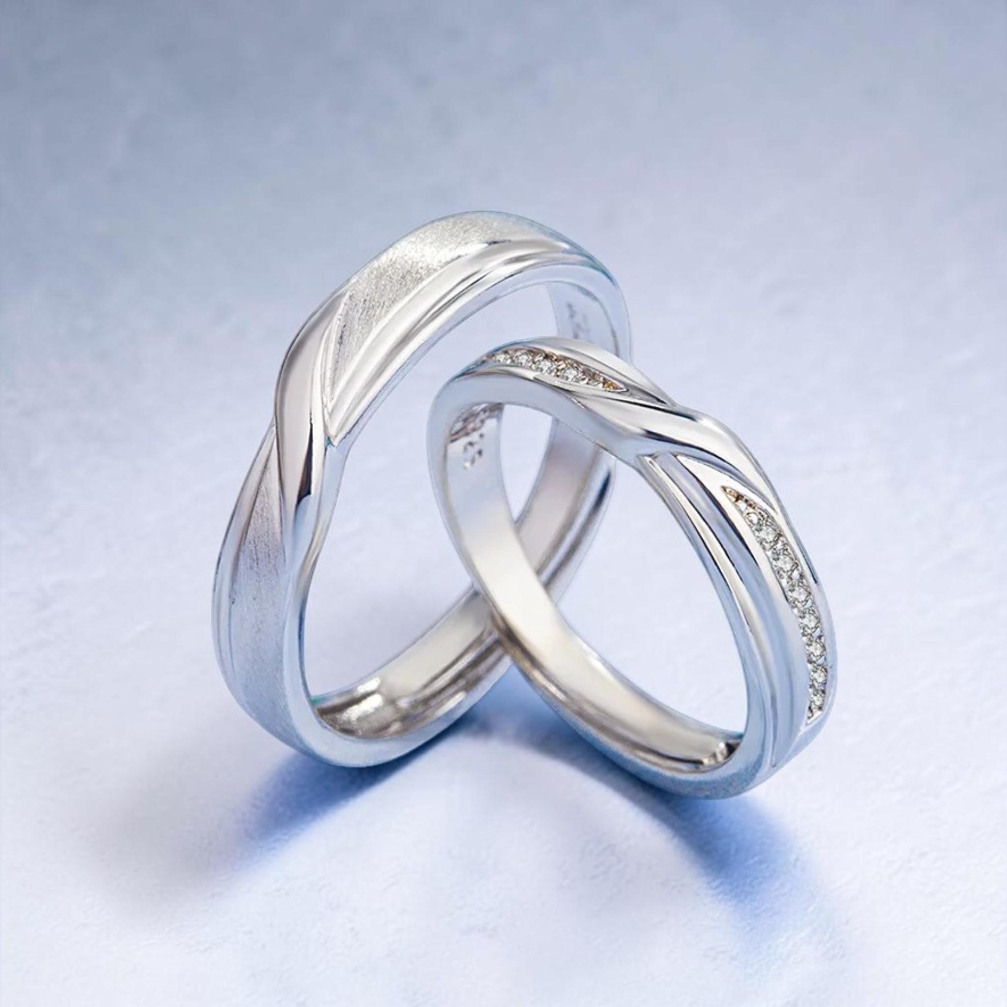 Adjustable Copper Couple Rings, Matching Twisted Promise Band Set