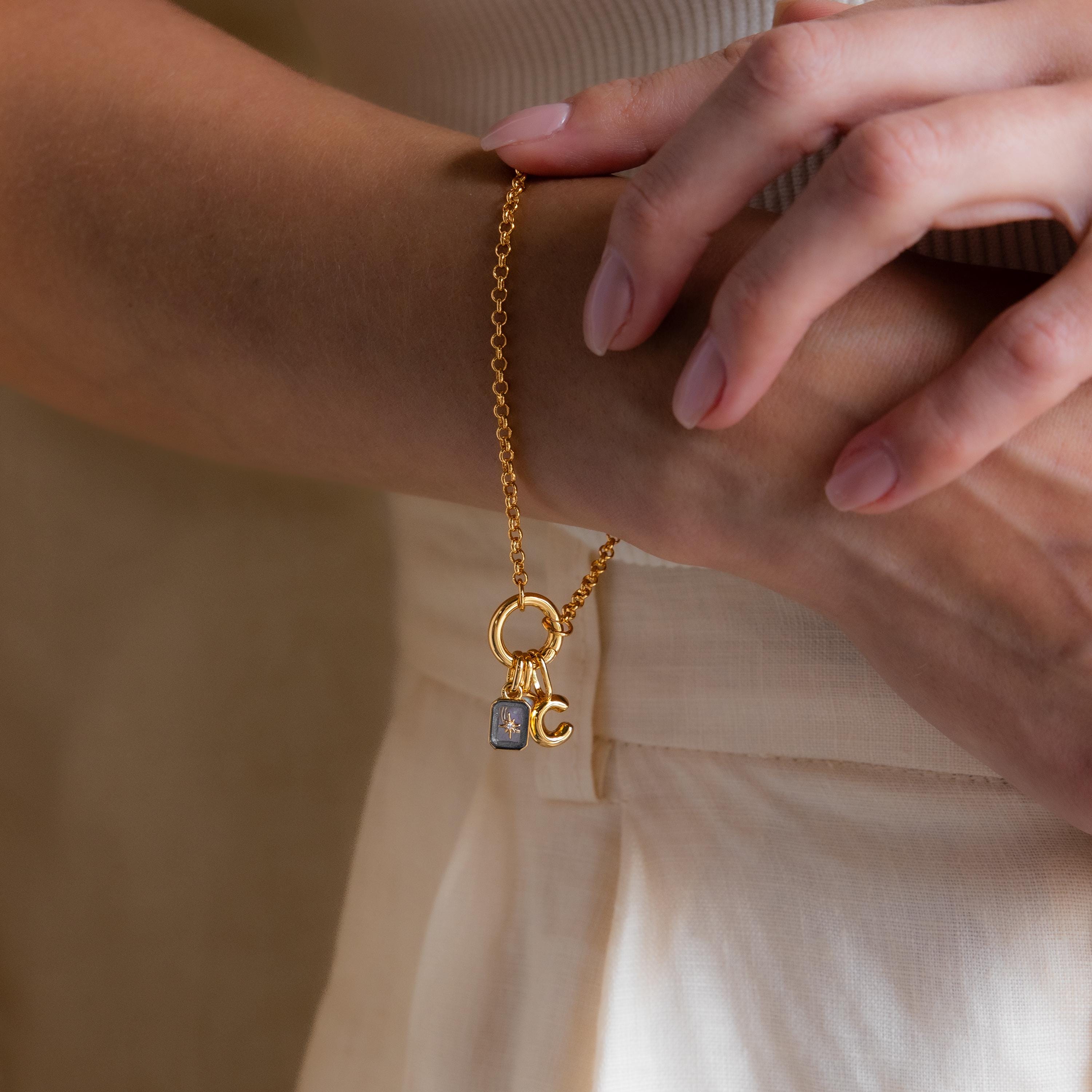 North Star Birthstone Charm in 18K Gold Over Brass