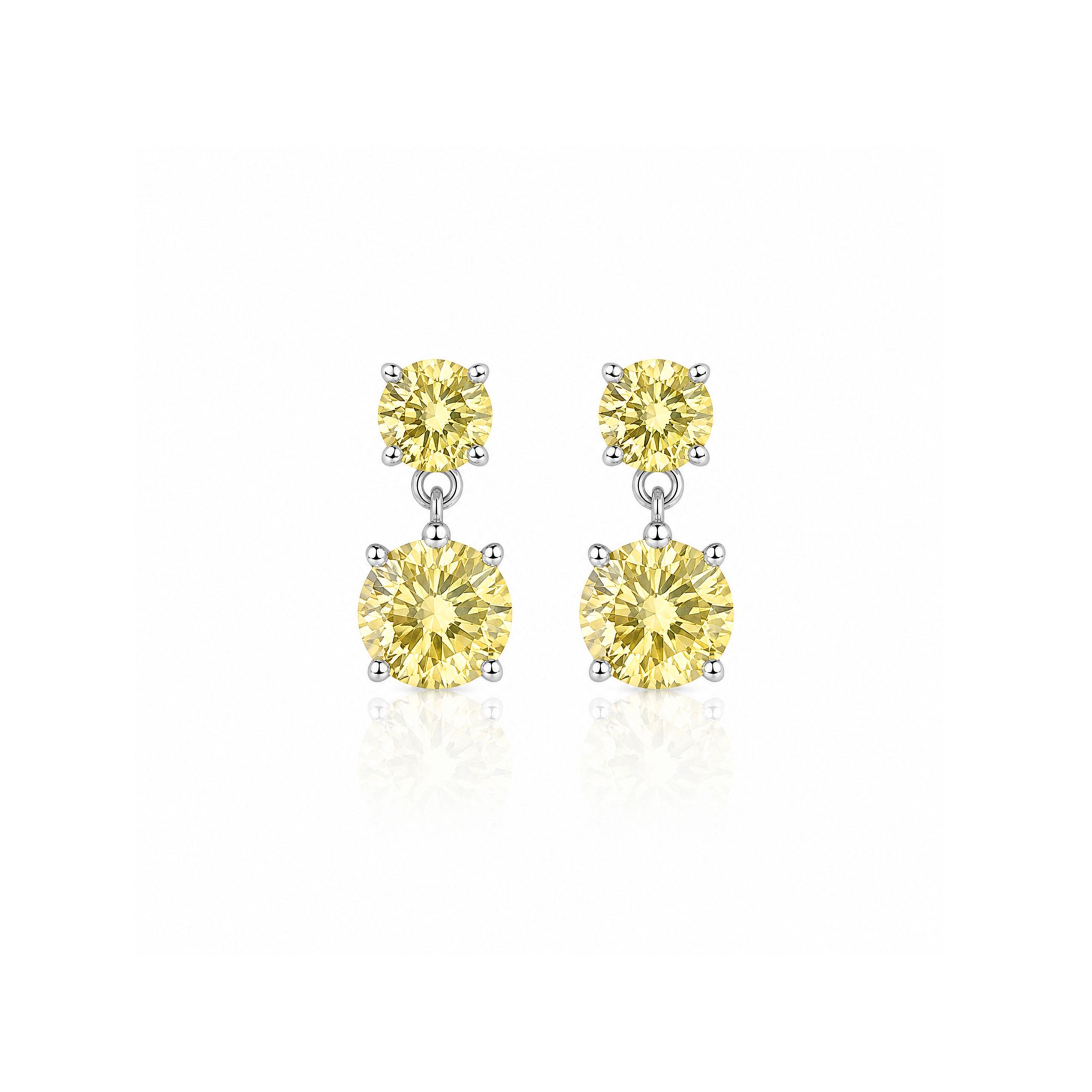 Swiss Blue Moissanite Double Drop Earrings in Platinum Overlay Sterling Silver
