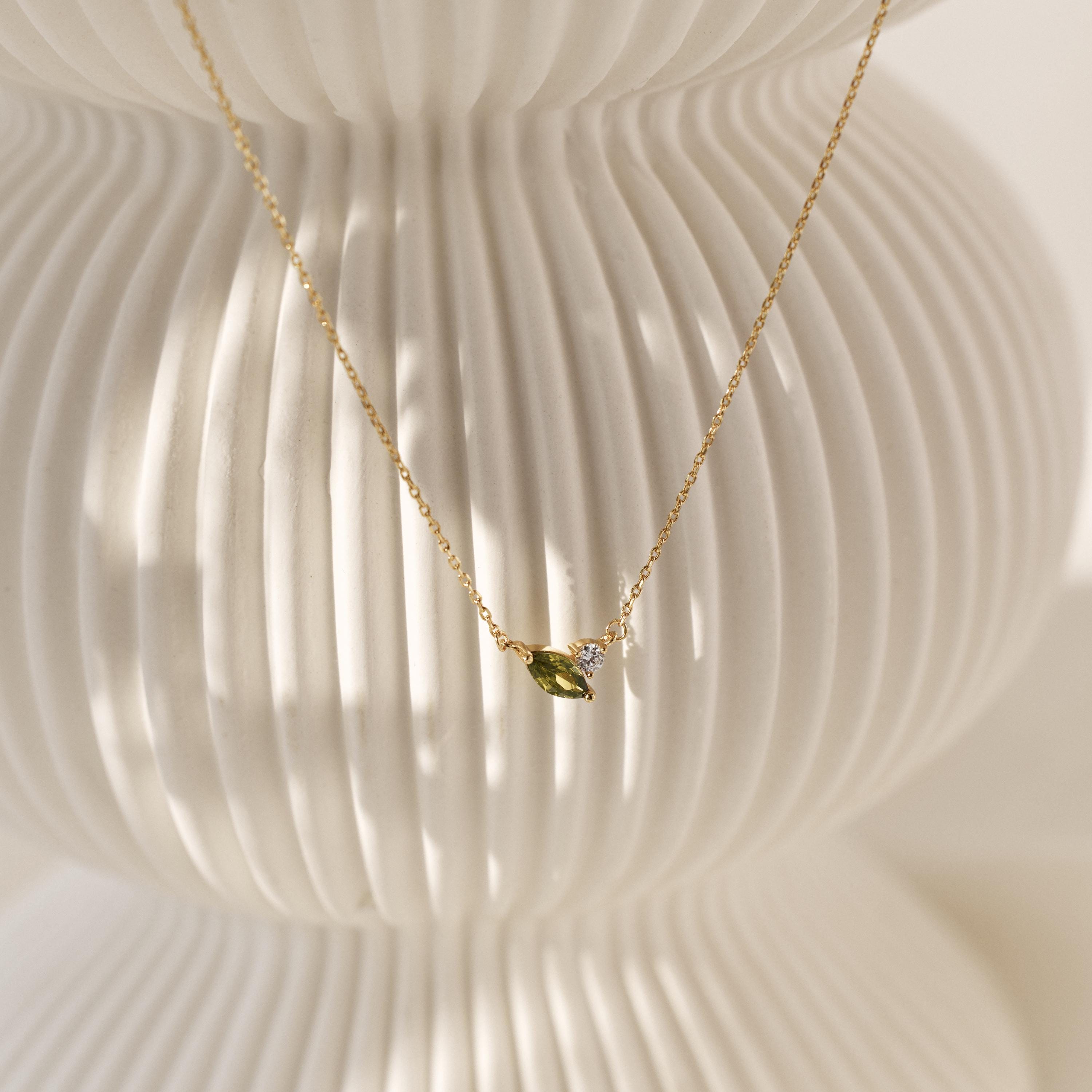 Double Birthstone Pendant Necklace with Two Gemstones