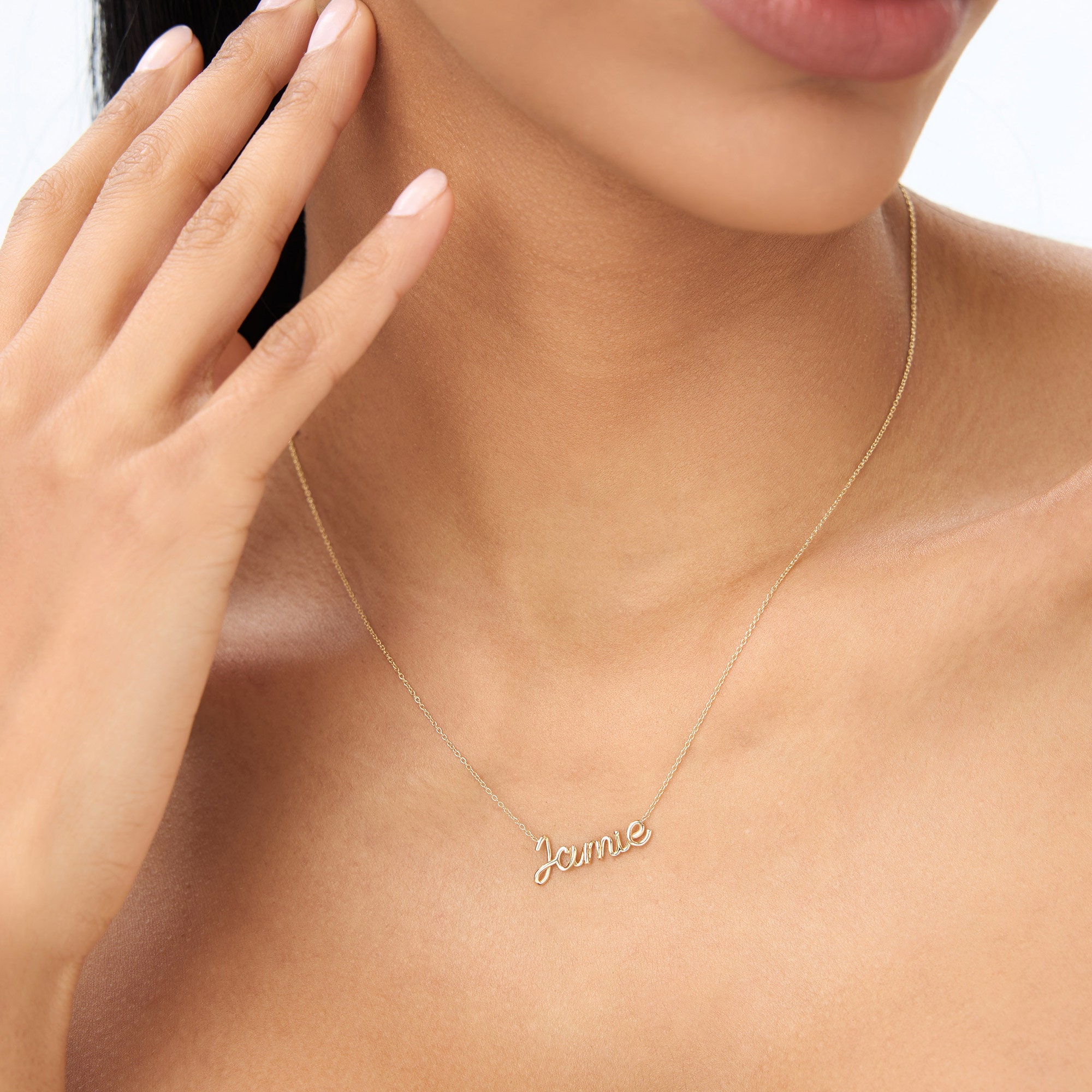 14K Solid Gold Script Name Necklace
