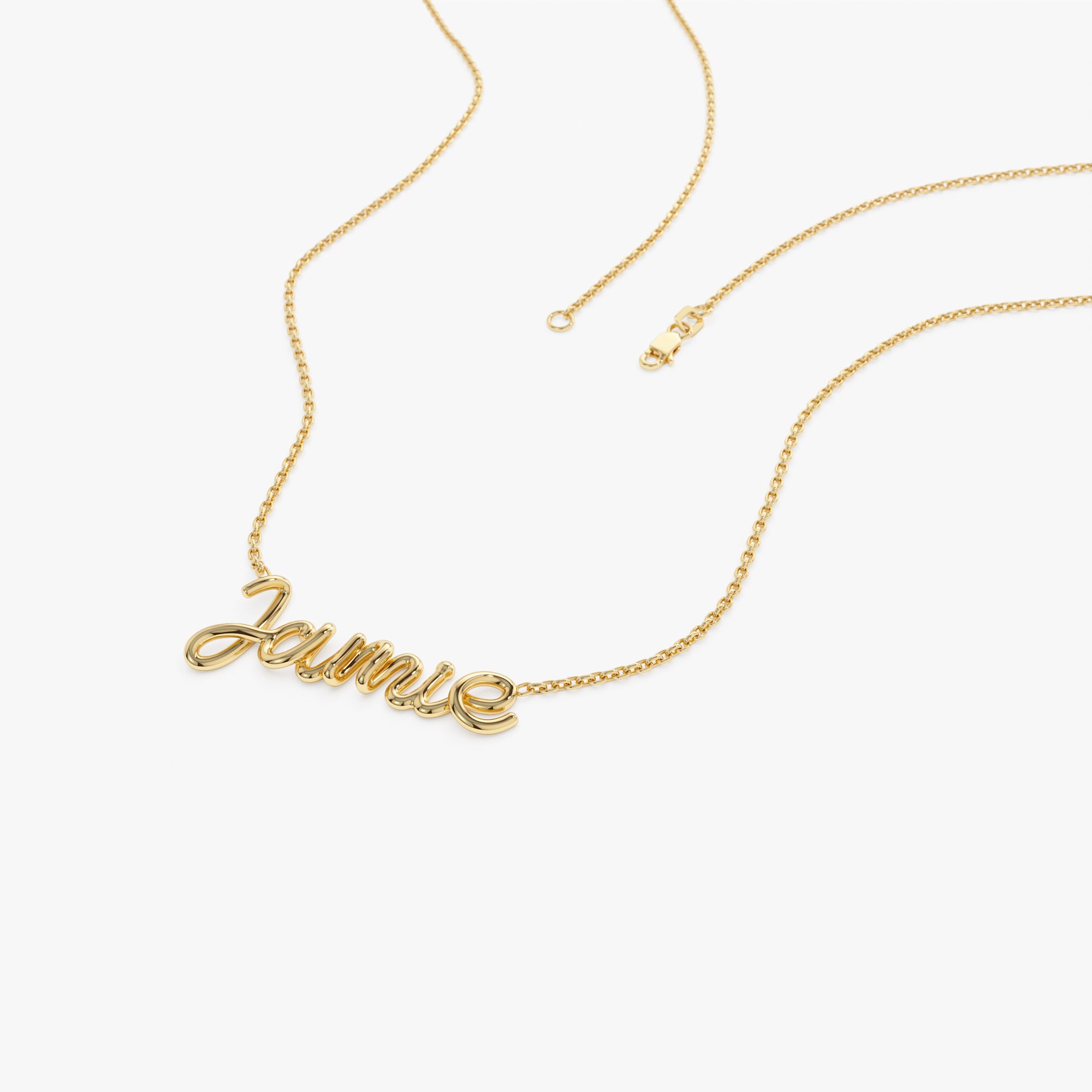 14K Solid Gold Script Name Necklace