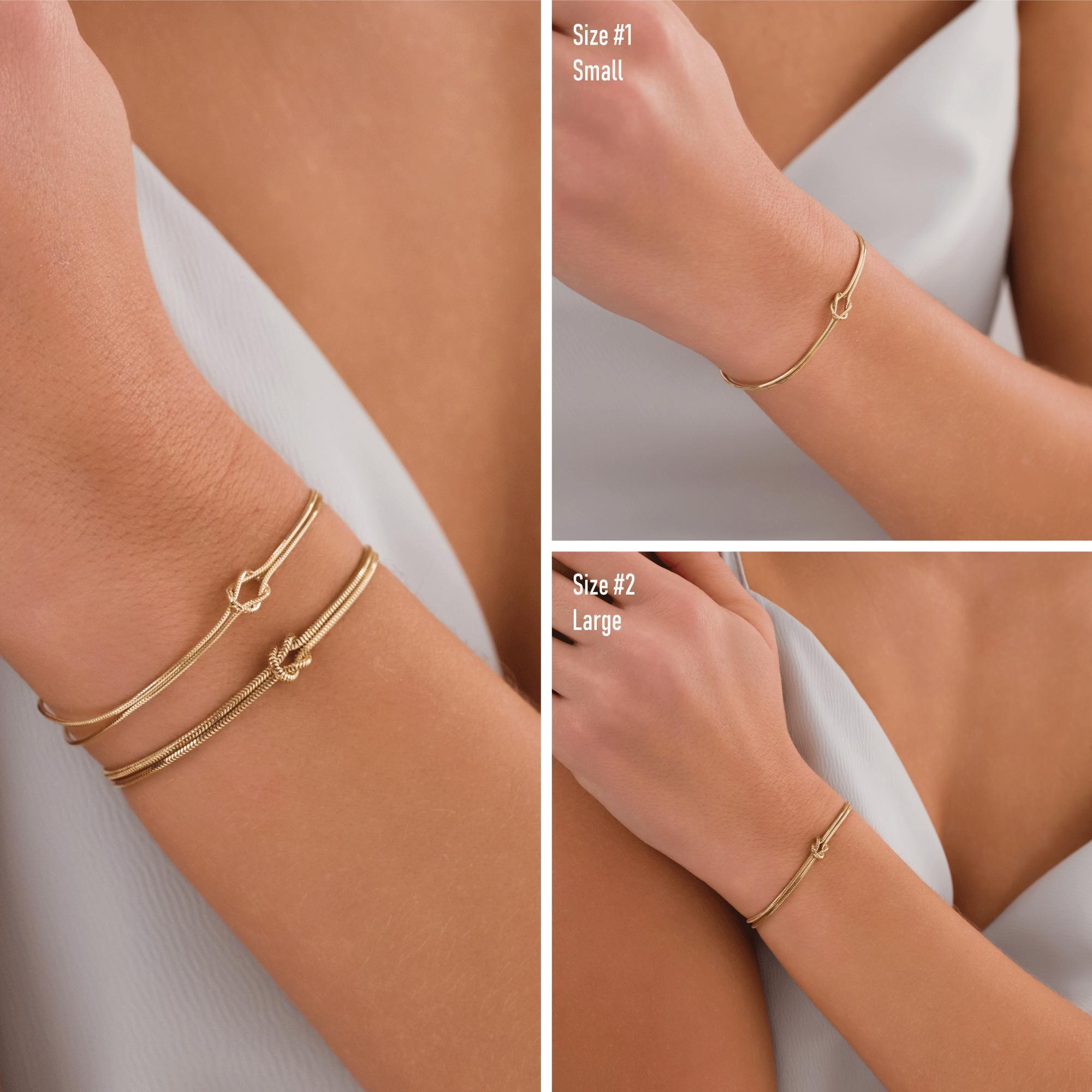 14K Gold Knot Bracelet with Herringbone Rope Chain