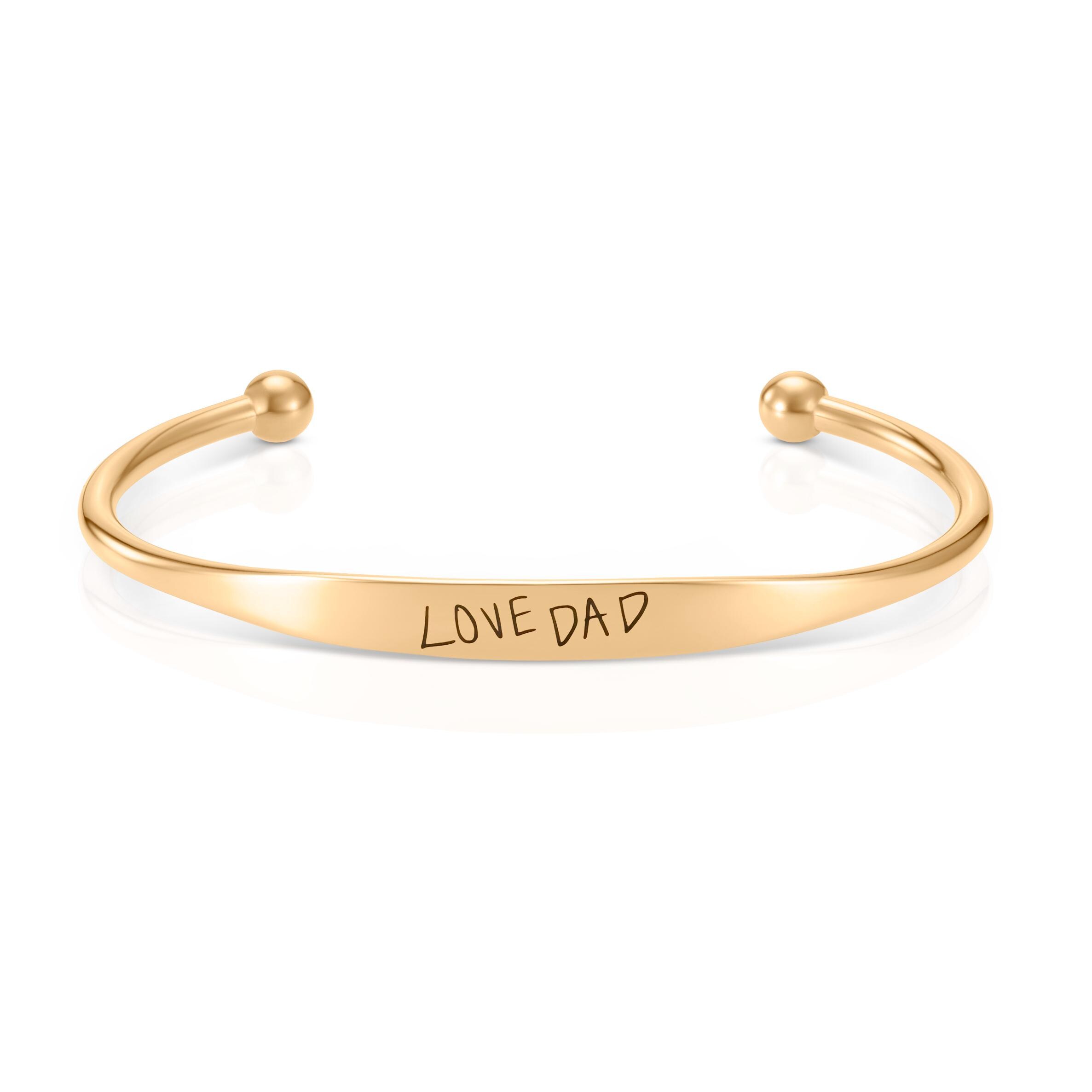 Women's Real Handwriting Torque Bangle in 18K Gold, Silver or Stainless Steel
