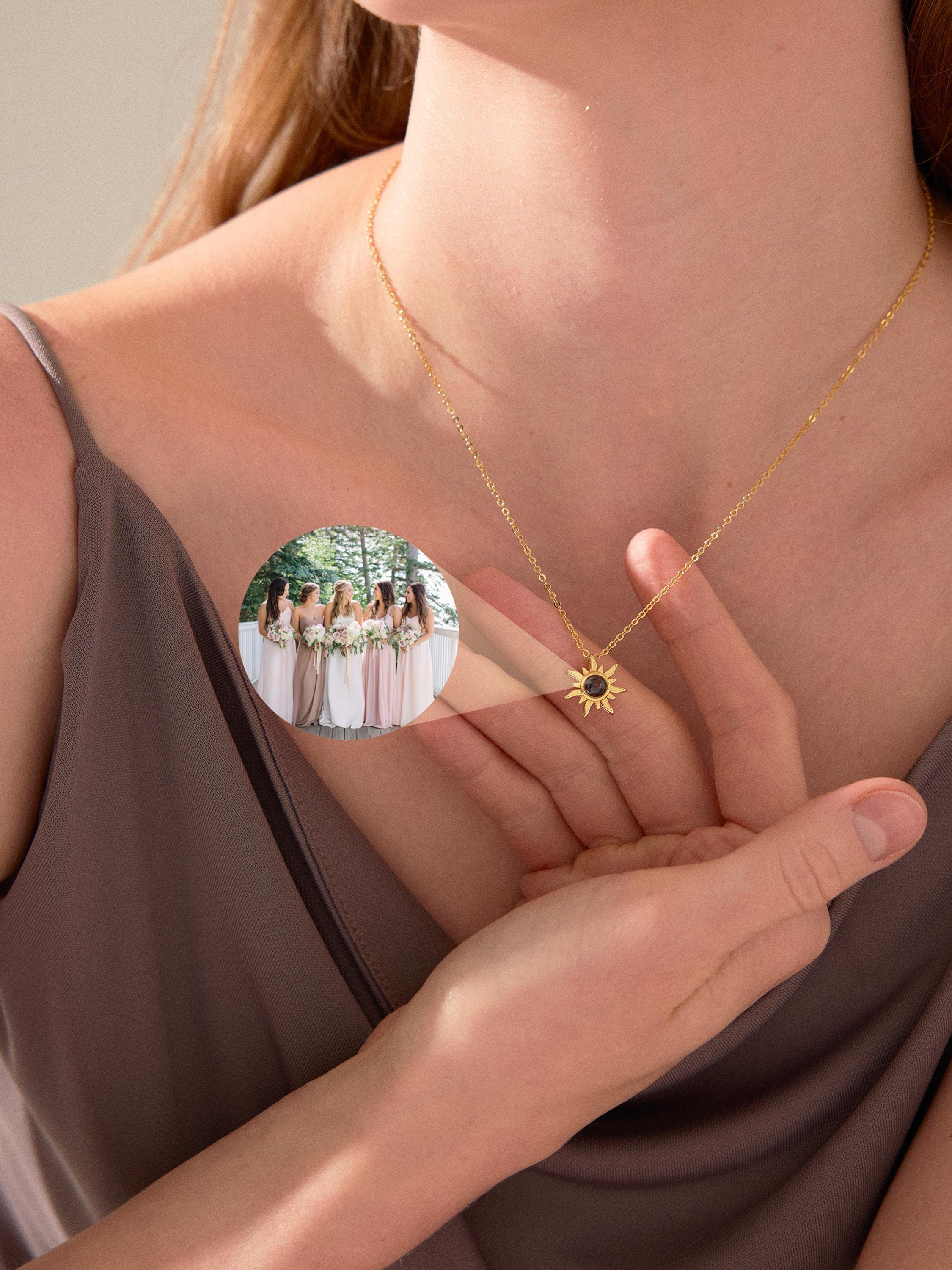 Sunflower Photo Projection Necklace with Hidden Picture