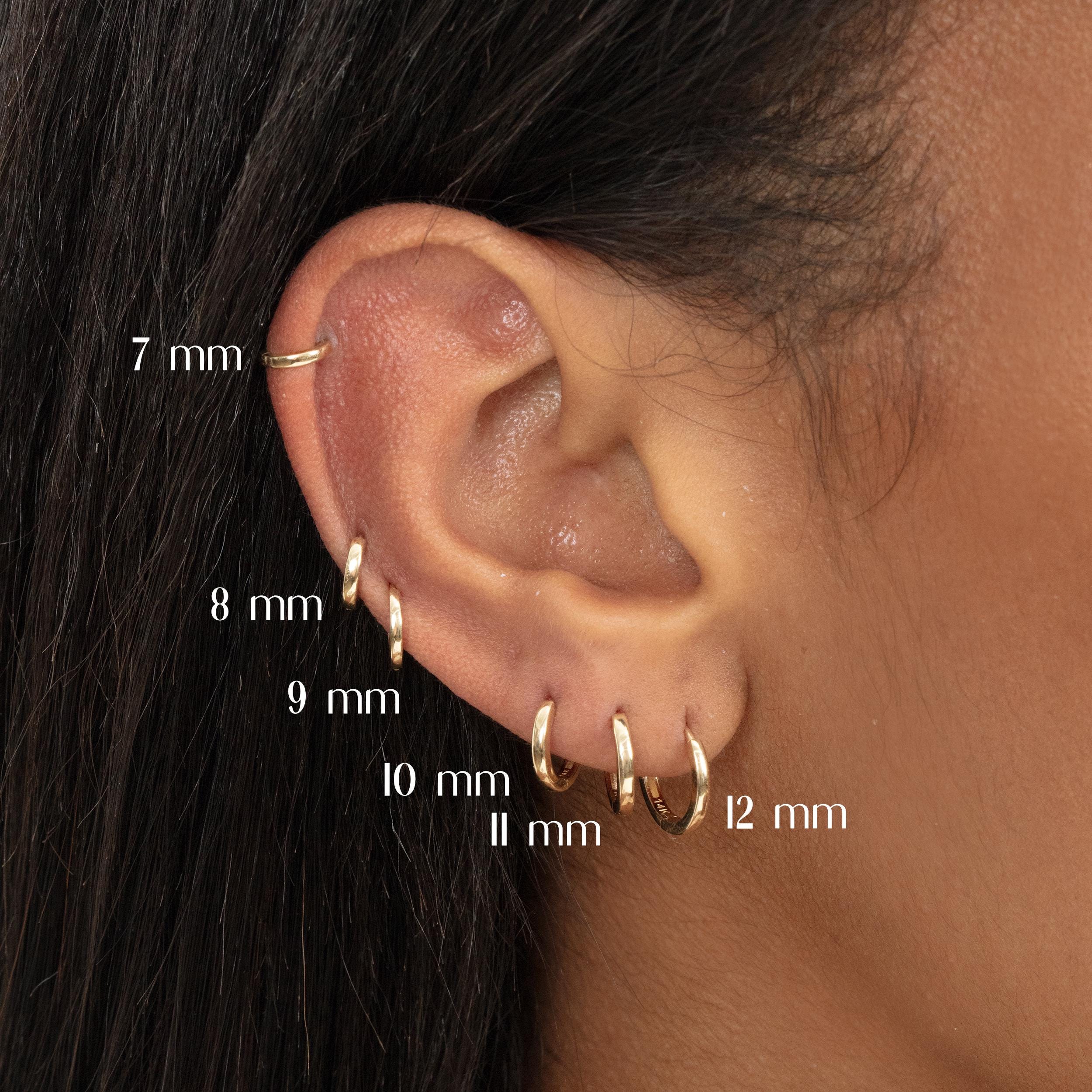 Mini 14K Solid Gold Huggie Earrings for Cartilage and Second Piercings, Sold as a Pair
