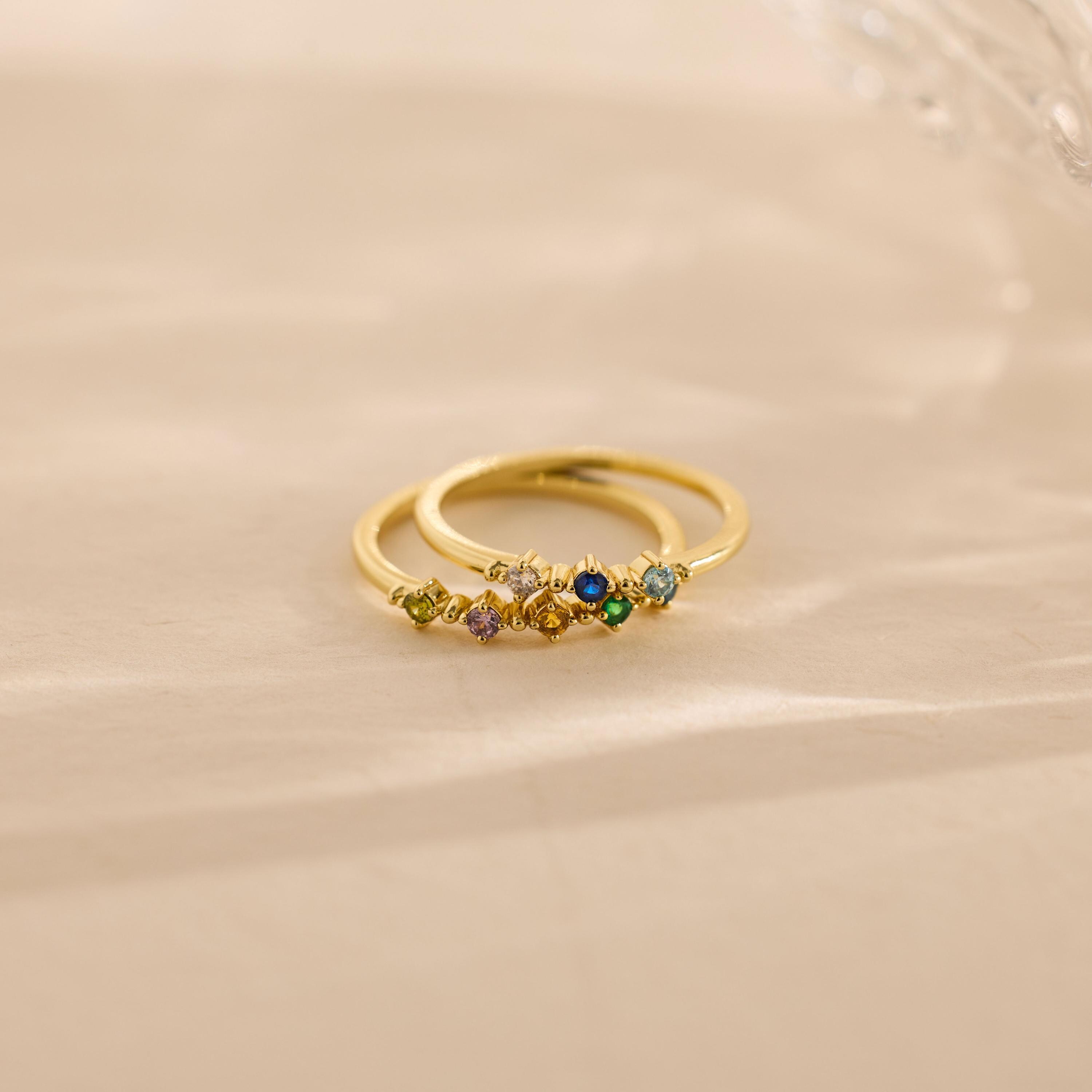 Custom Family Birthstone Eternity Ring, 1 to 6 Stones