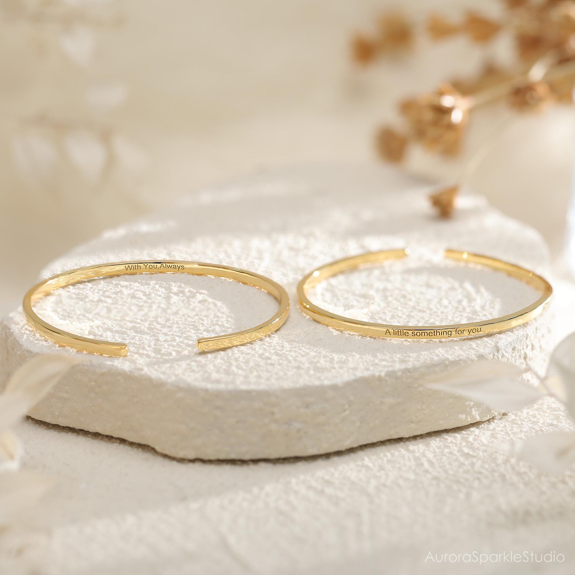 Personalized Engraved Affirmation Cuff Bracelet in Adjustable Sizes