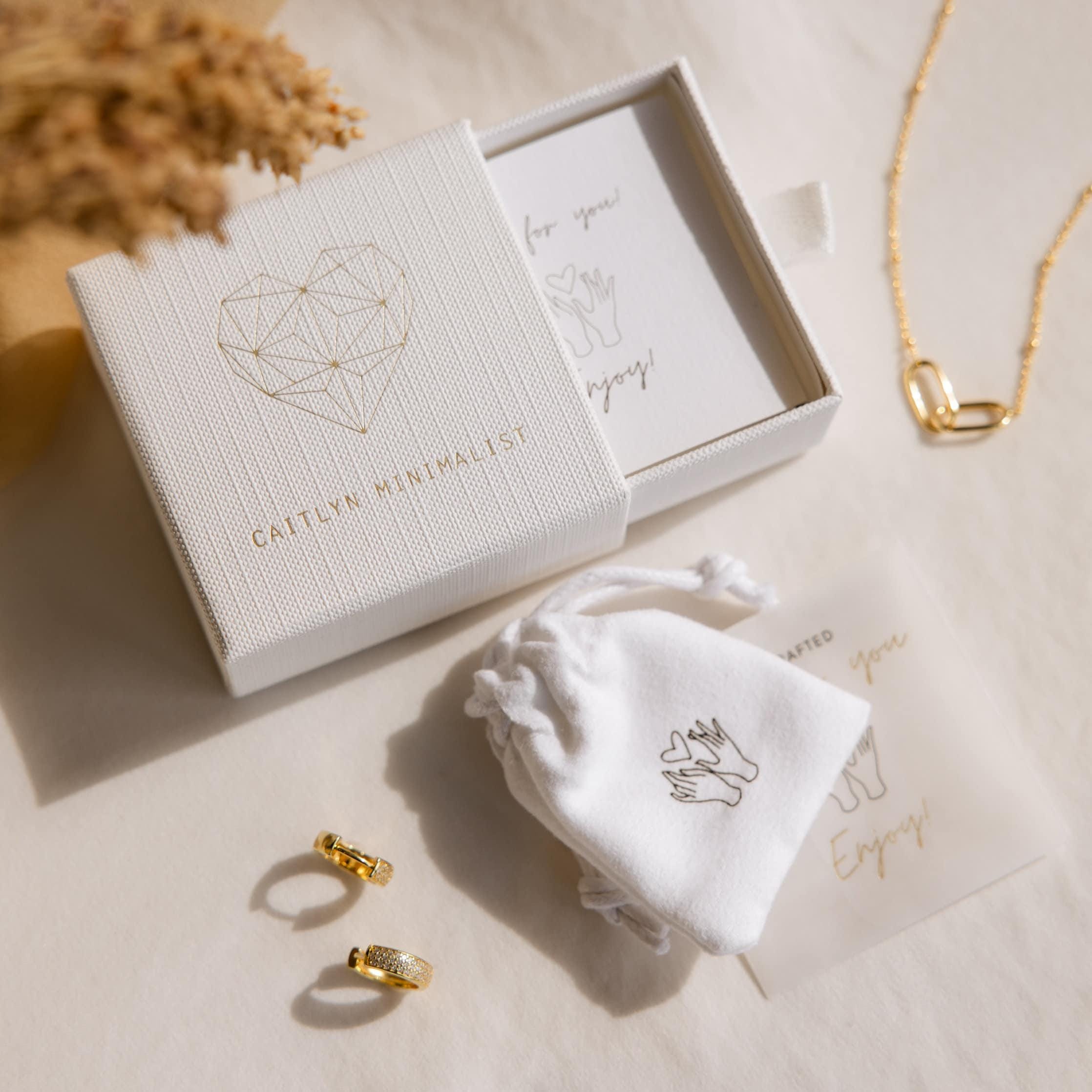 Star Drop Chain Huggie Earrings in 18K Gold Over Brass