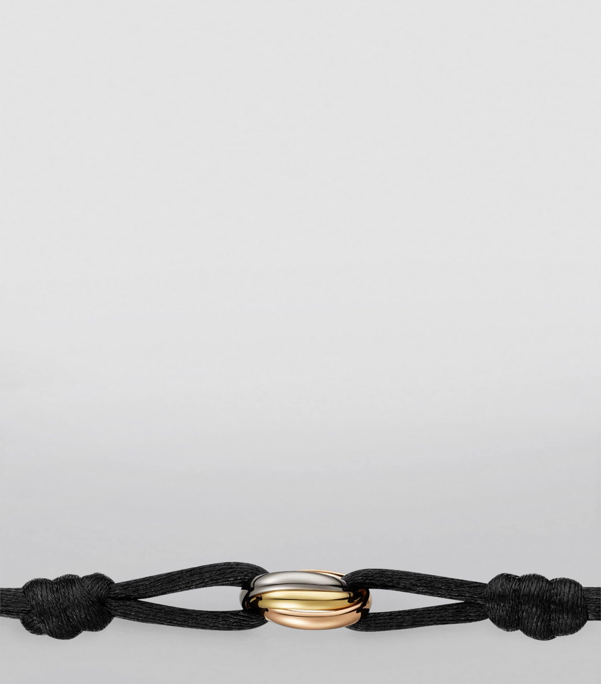 Adjustable Trinity Bracelet with Three Stainless Steel Rings on Silk Cord