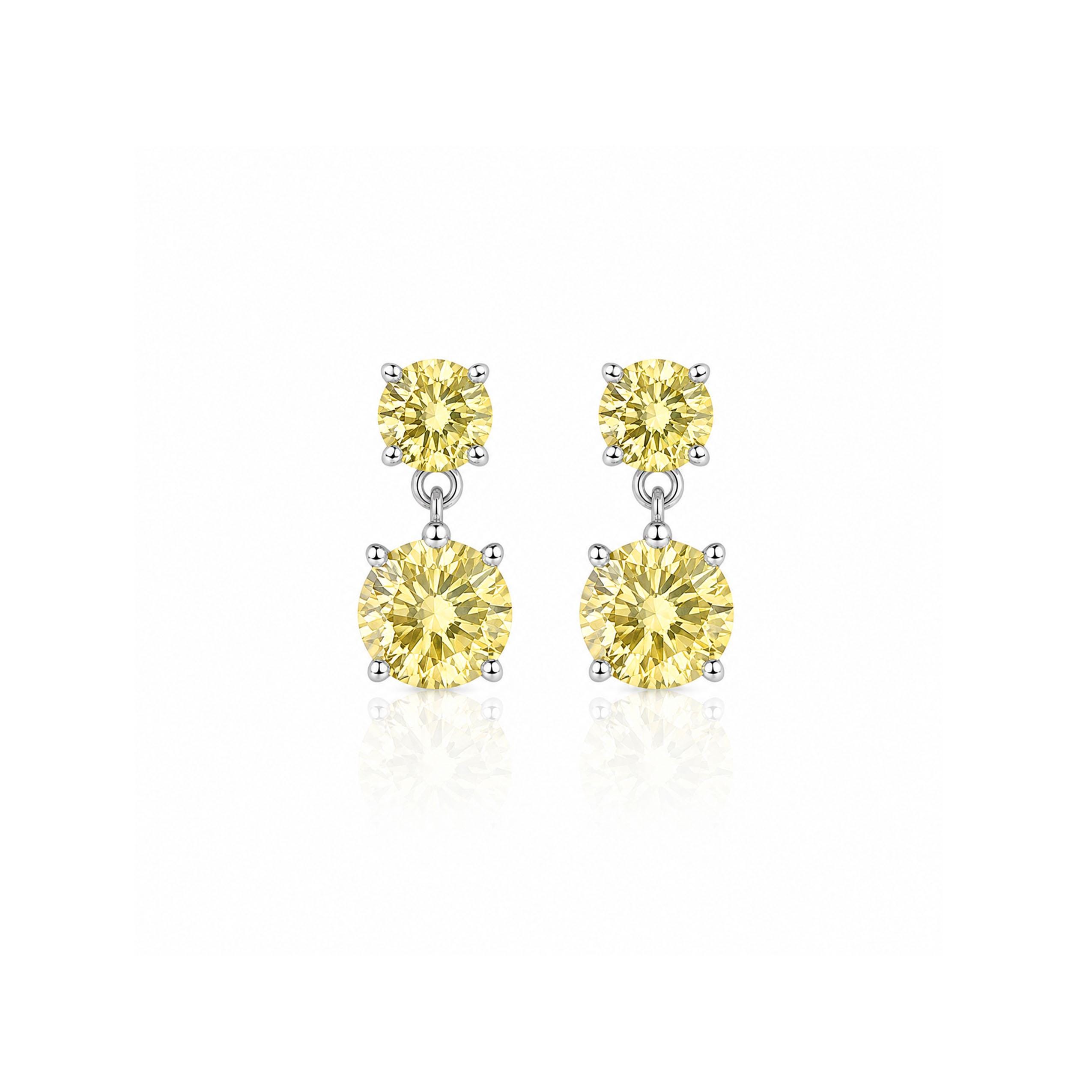 Certified Moissanite Double Drop Earrings in 925 Sterling Silver