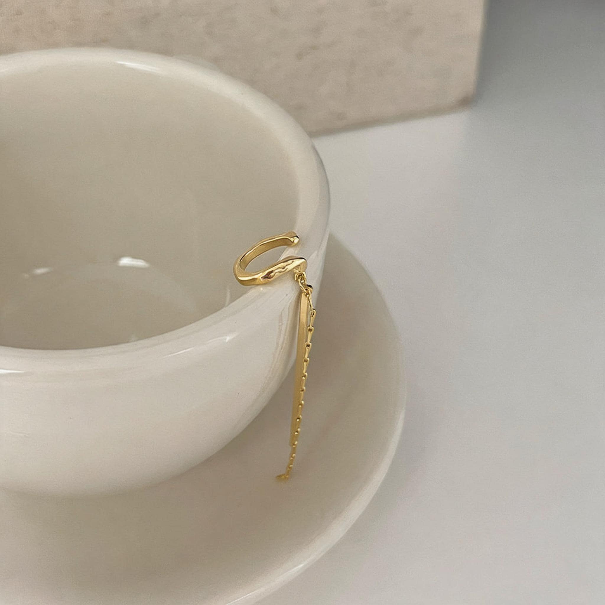 Gold Plated Copper Tassel Ear Wrap for Non-Pierced Ears
