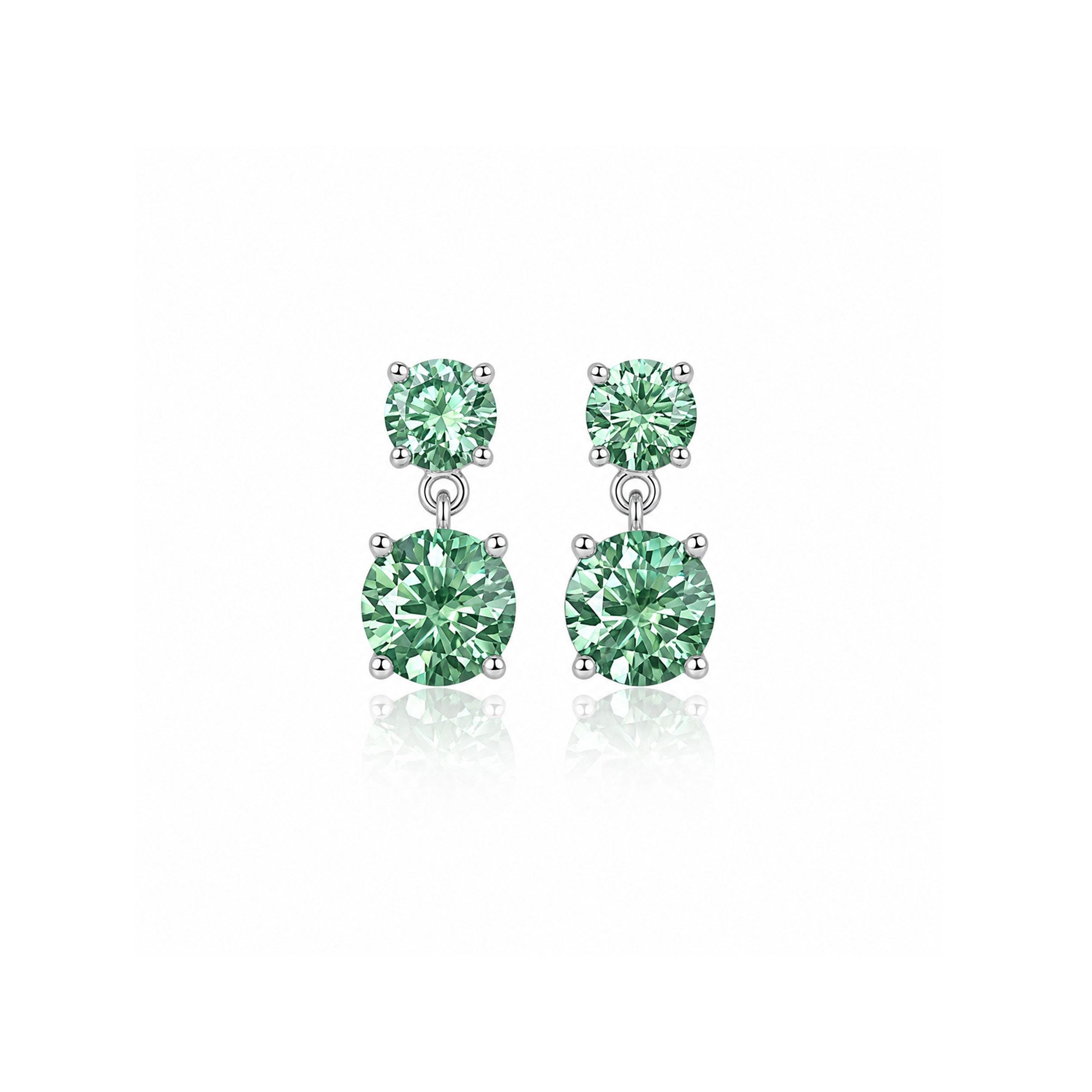 Certified Moissanite Double Drop Earrings in 925 Sterling Silver