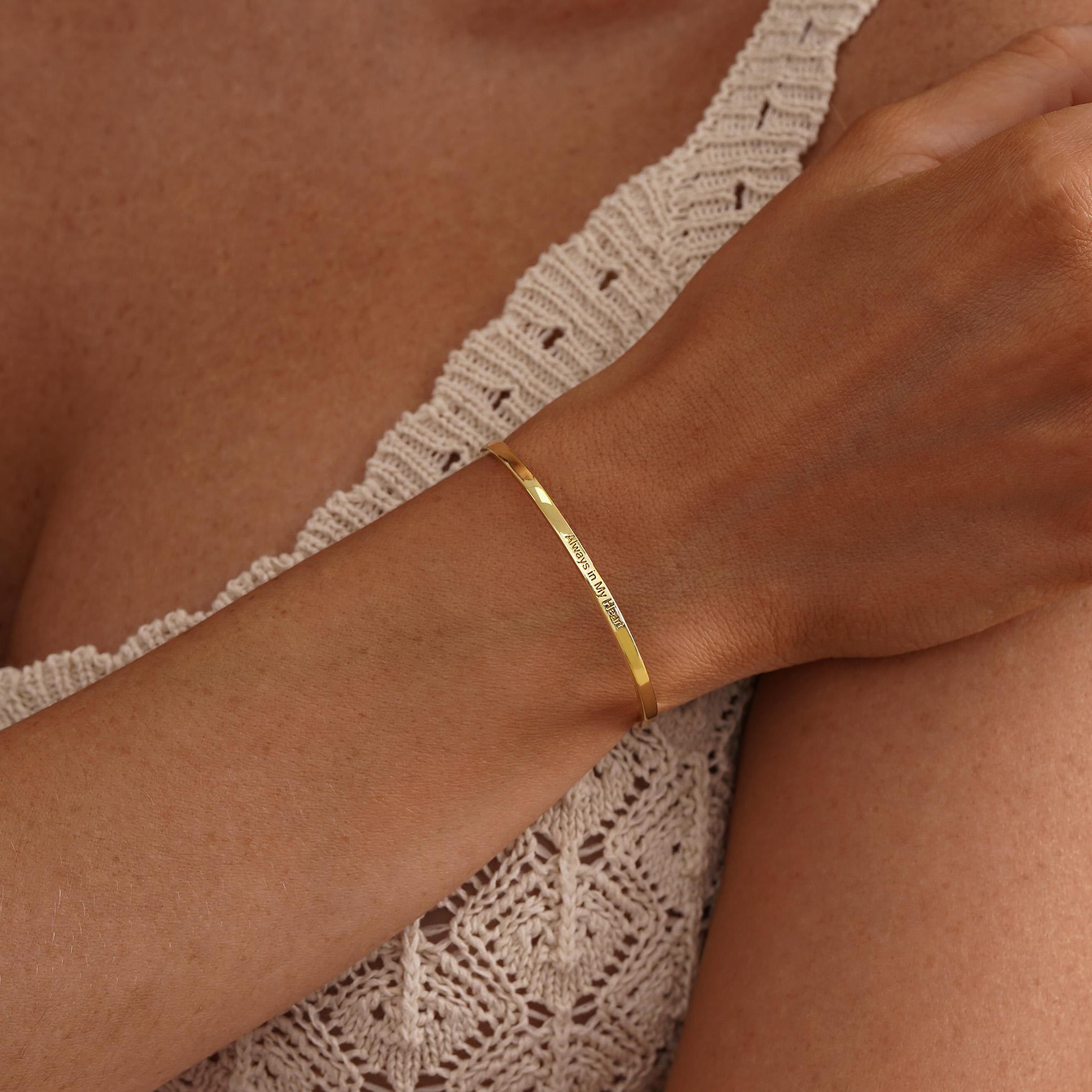 Personalized Engraved Affirmation Cuff Bracelet in Adjustable Sizes