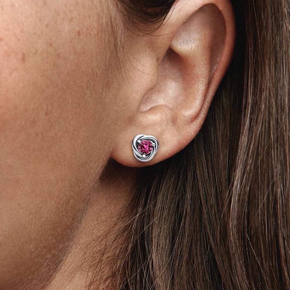 October Birthstone Eternity Circle Stud Earrings in S925 Sterling Silver