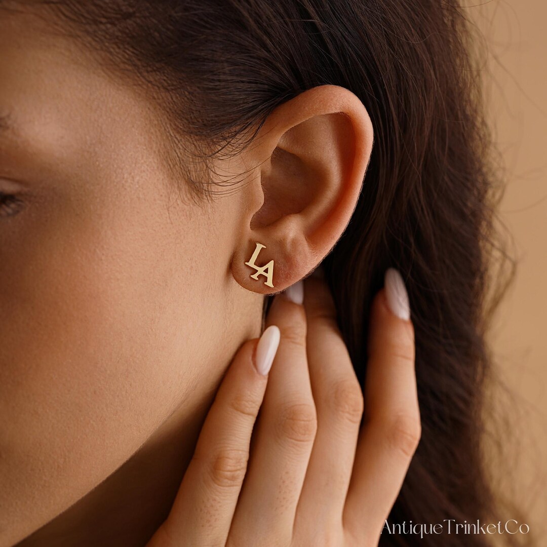 Personalized Double Initial Earrings with Two Letter Studs