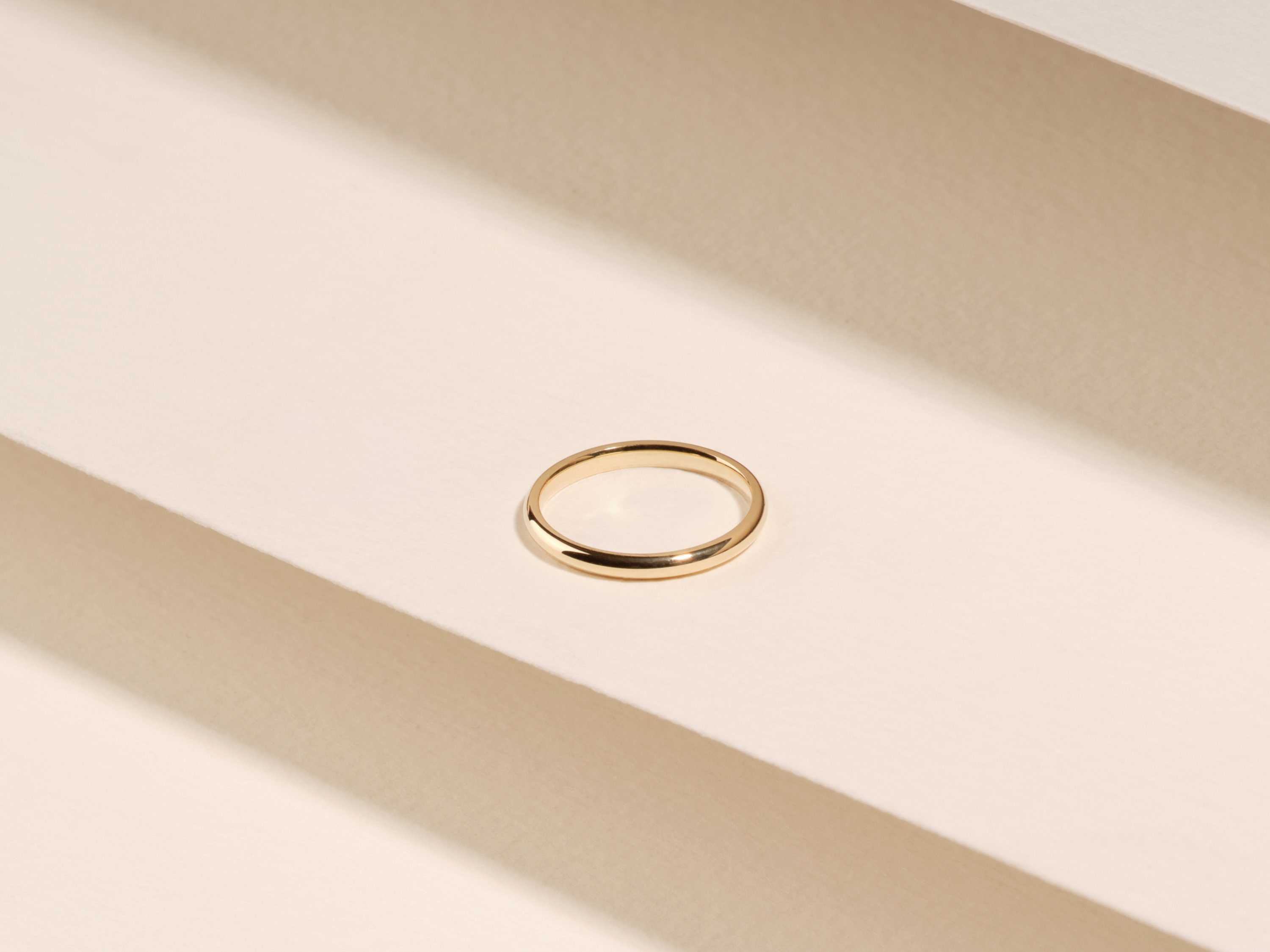 2mm Classic Dome Wedding Band, Solid Gold Stacking Ring