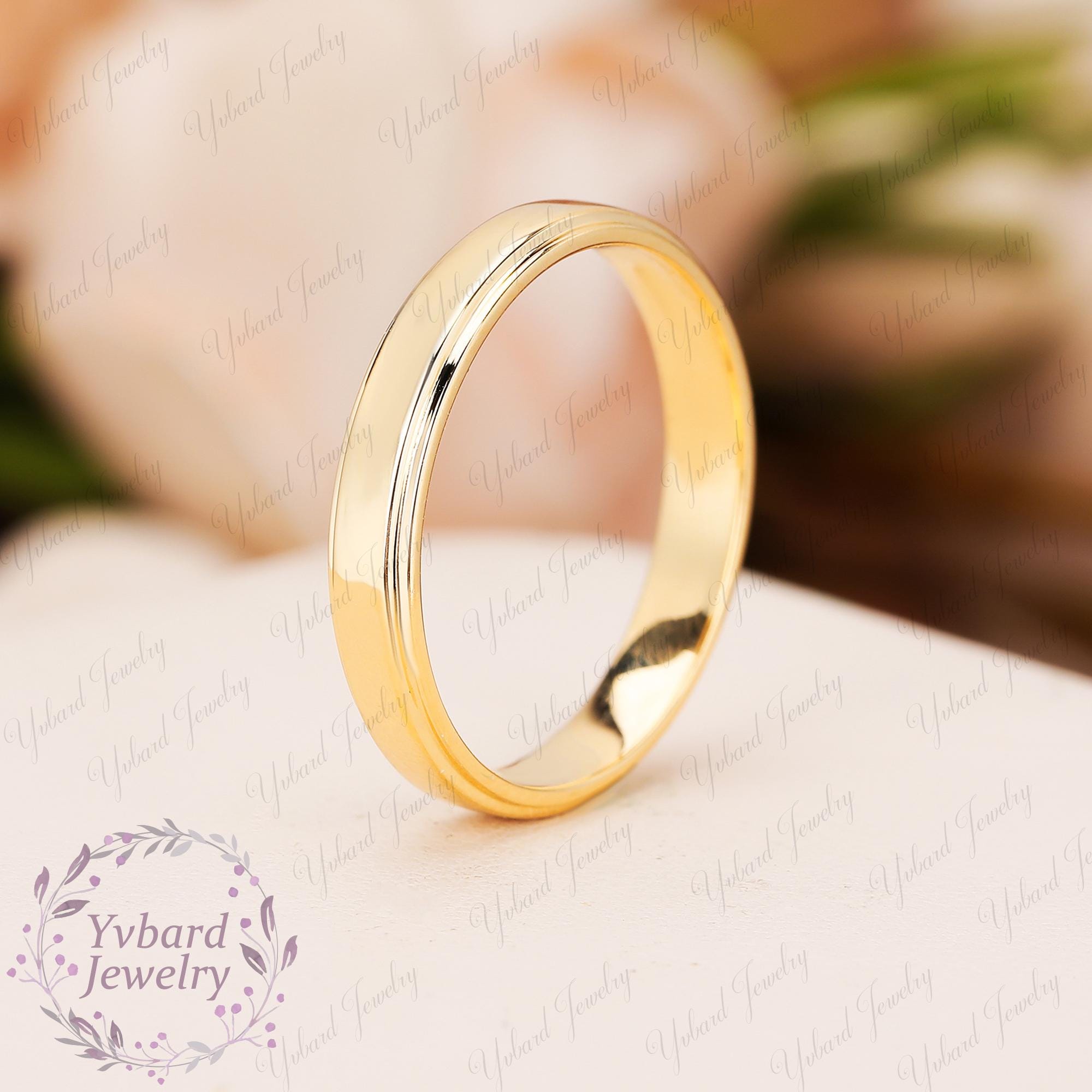 Solid Gold Comfort Fit Wedding Band in 10K 14K or 18K Yellow Gold