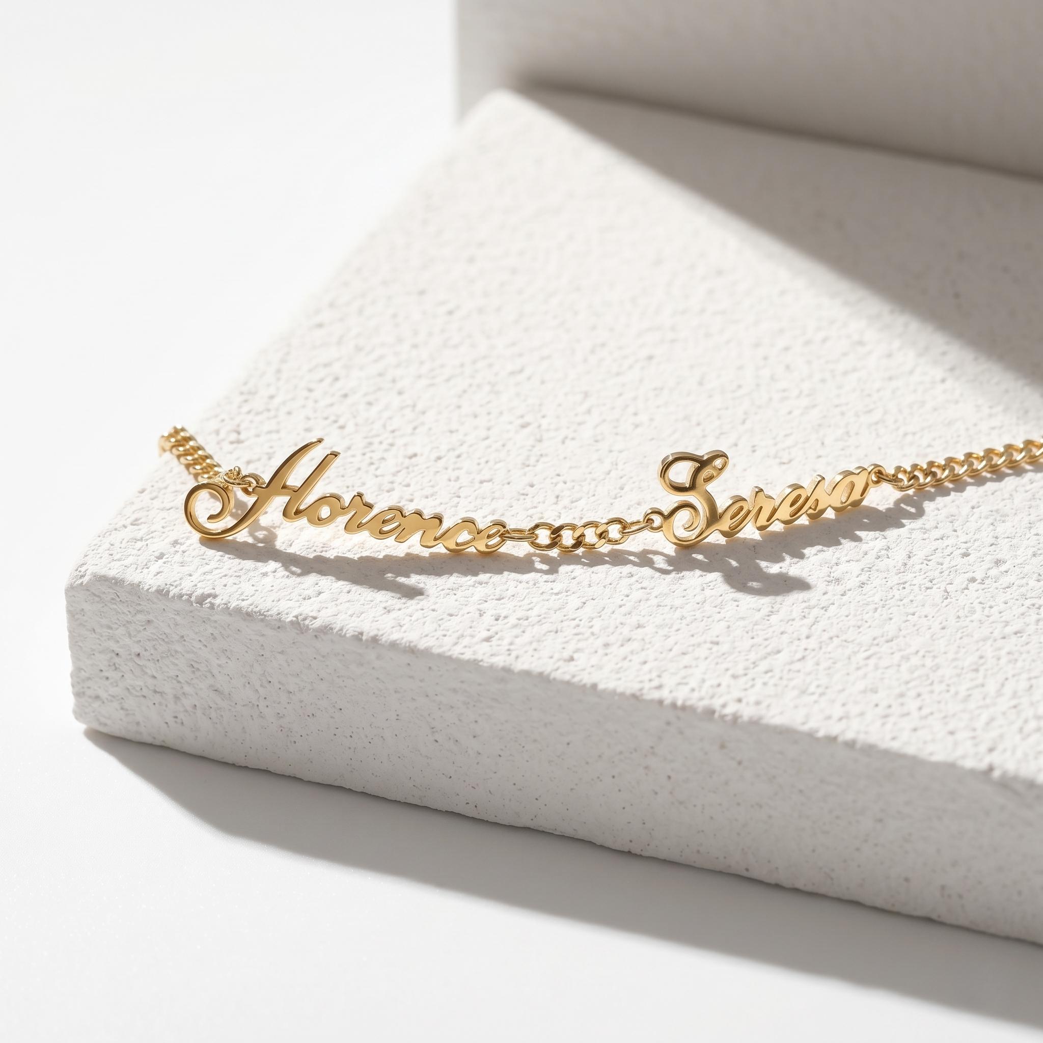 Gold Plated Multi Name Bracelet in Sterling Silver