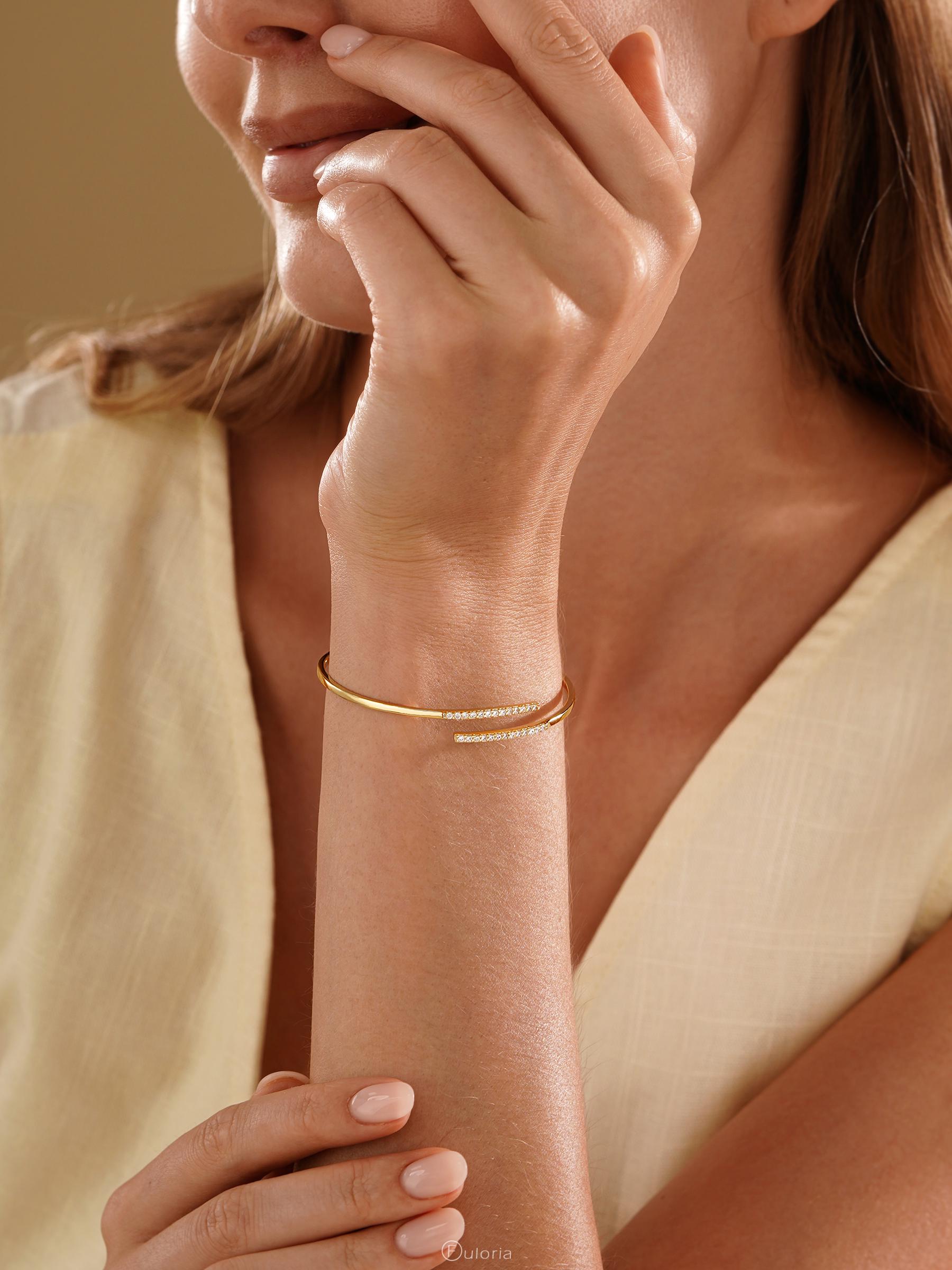 Minimalist Diamond Bangle in Gold Plated Finish