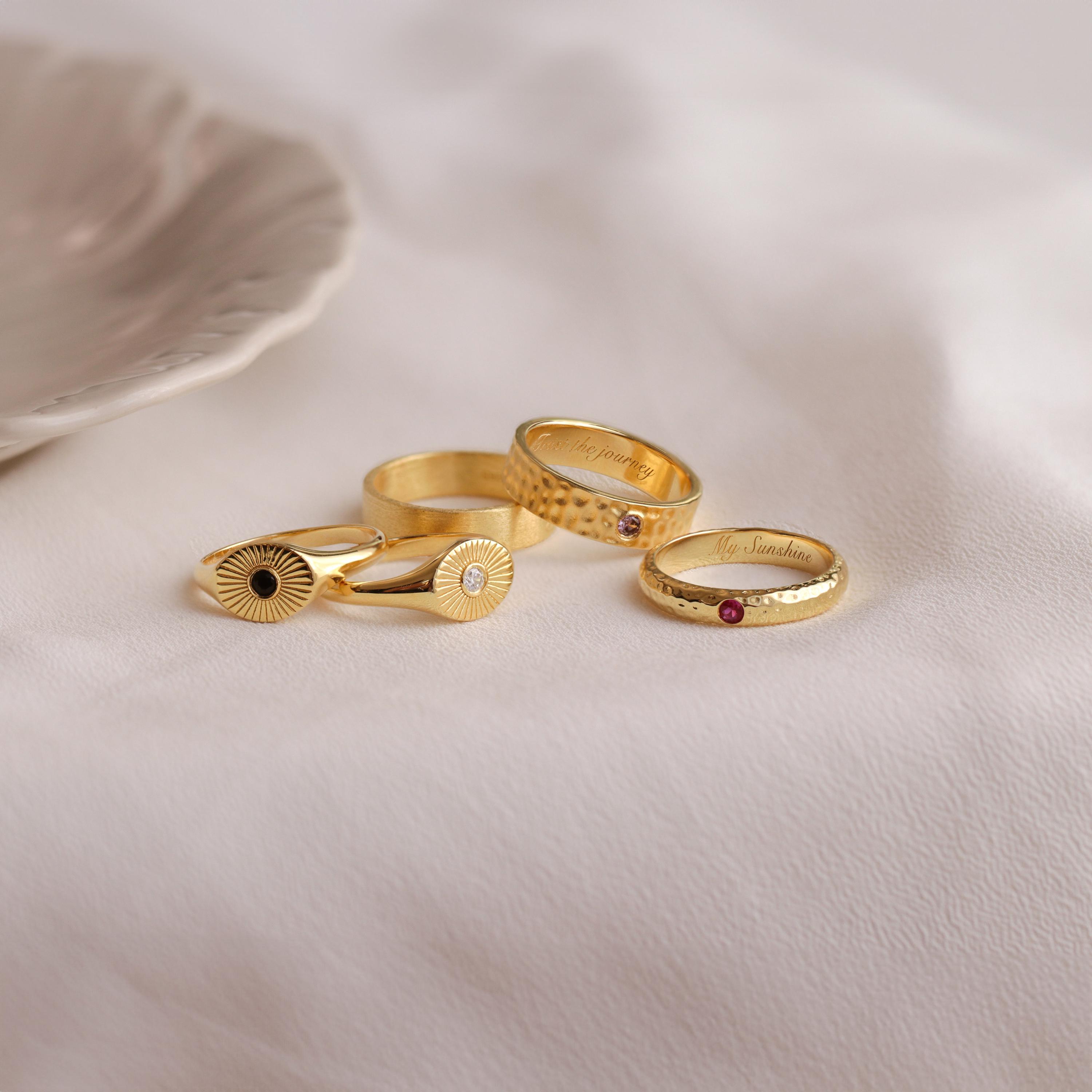 Personalized 5mm Flat Band Ring with Birthstone
