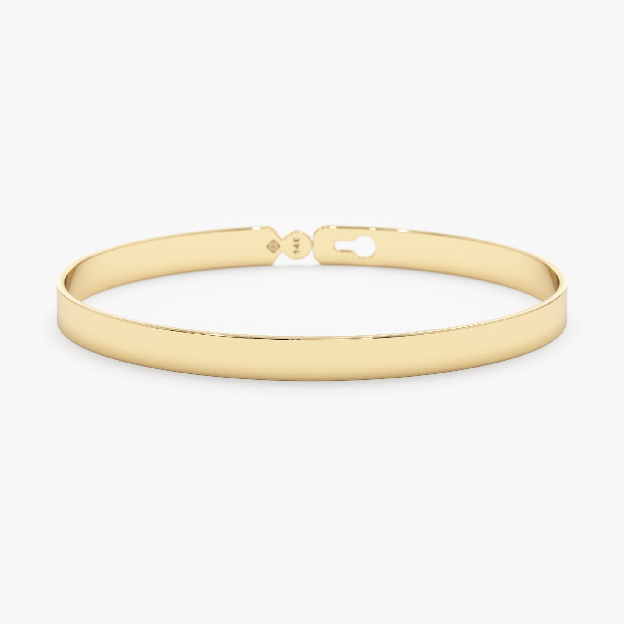 14K Gold Diamond Sliding Charm Bangle Bracelet