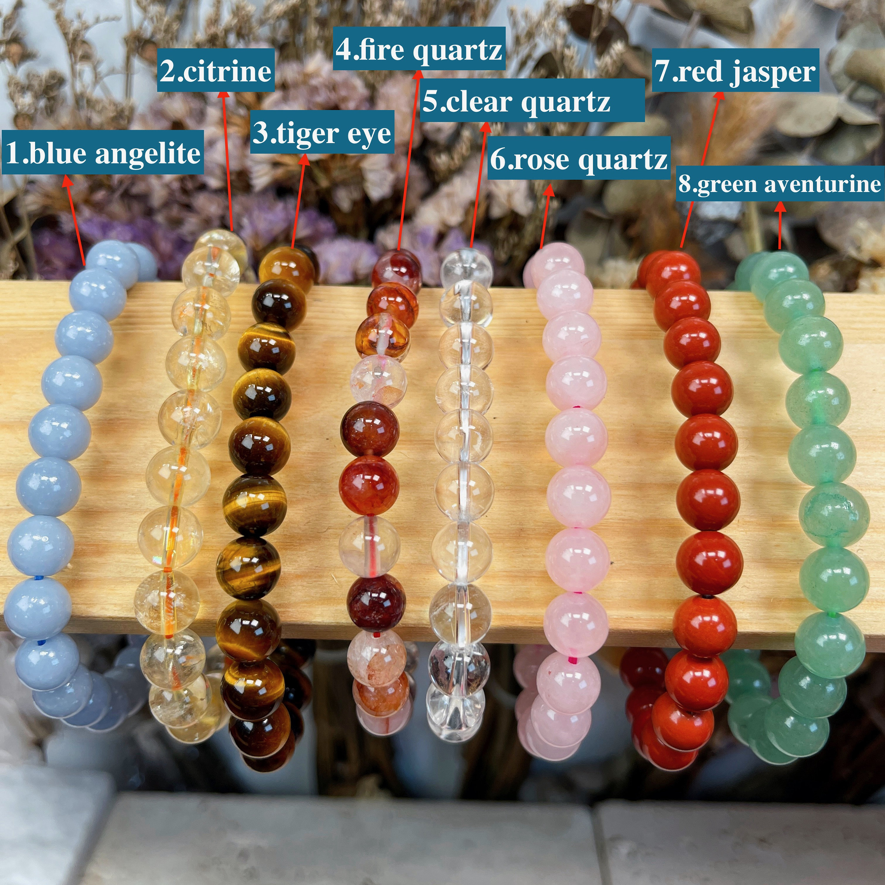 Handmade Natural Gemstone Beaded Bracelet, 6mm to 10mm