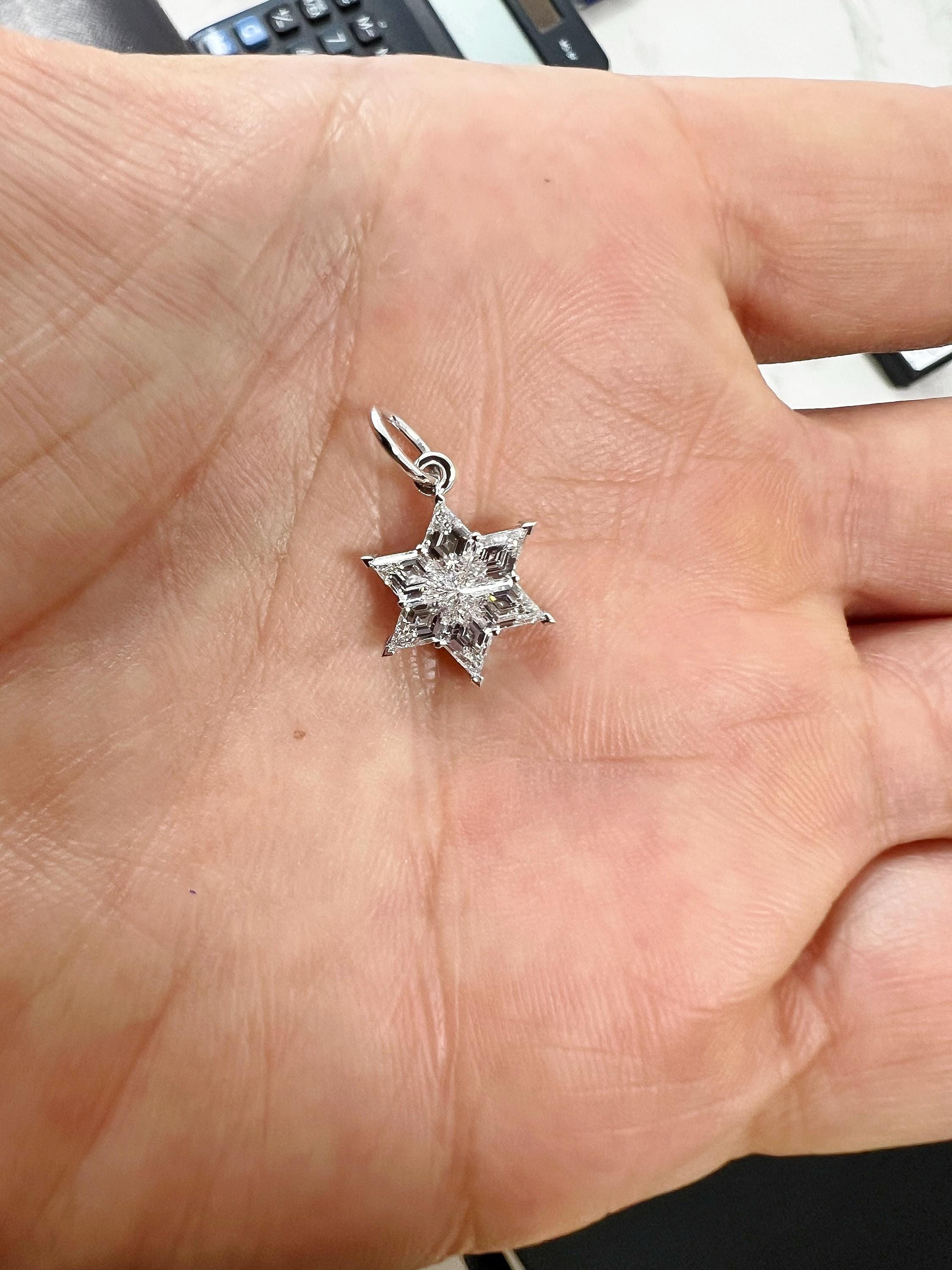 14K White Gold Star of David Pendant Necklace with 1.6 Carat Lab Grown Diamonds
