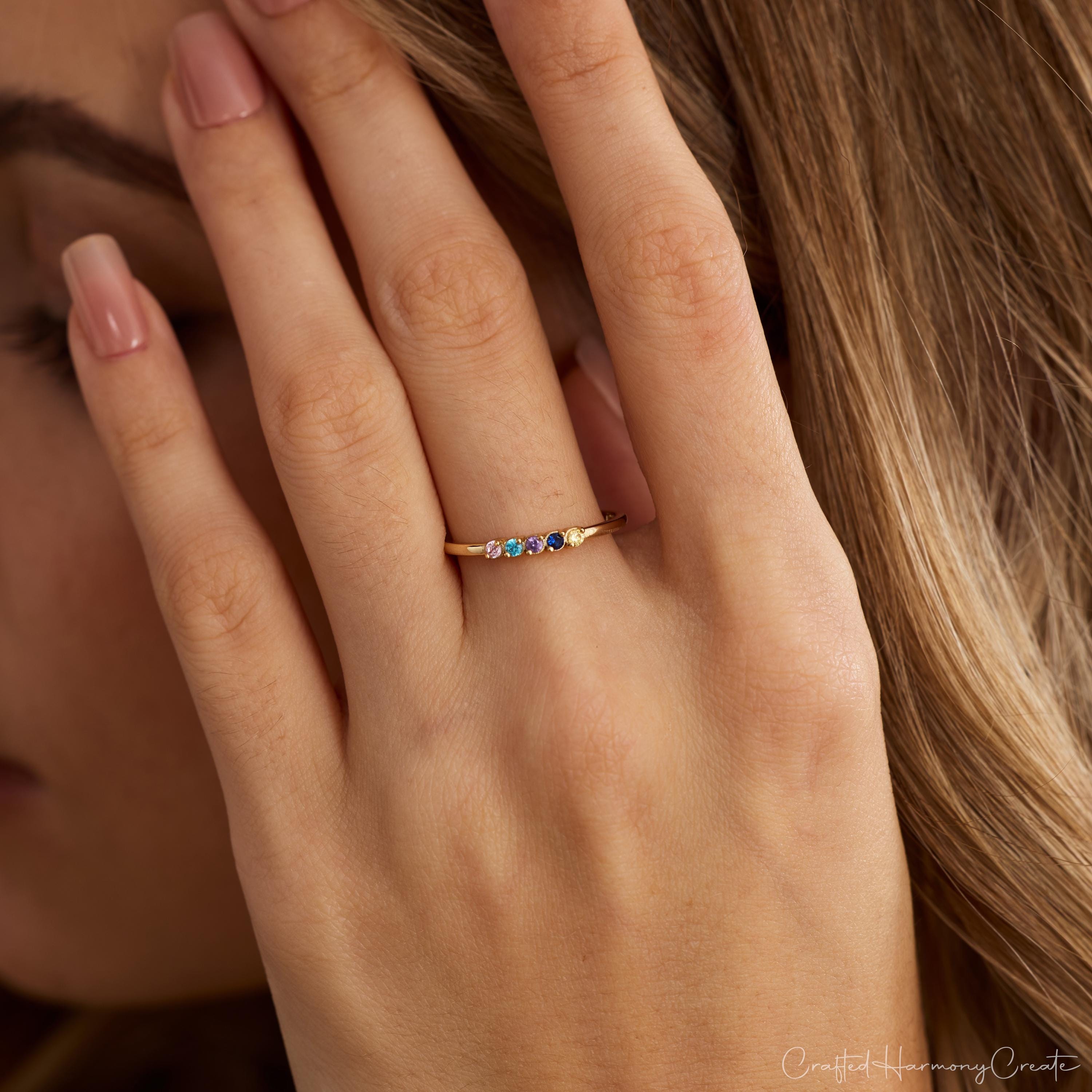 Personalized Multiple Round Birthstone Ring