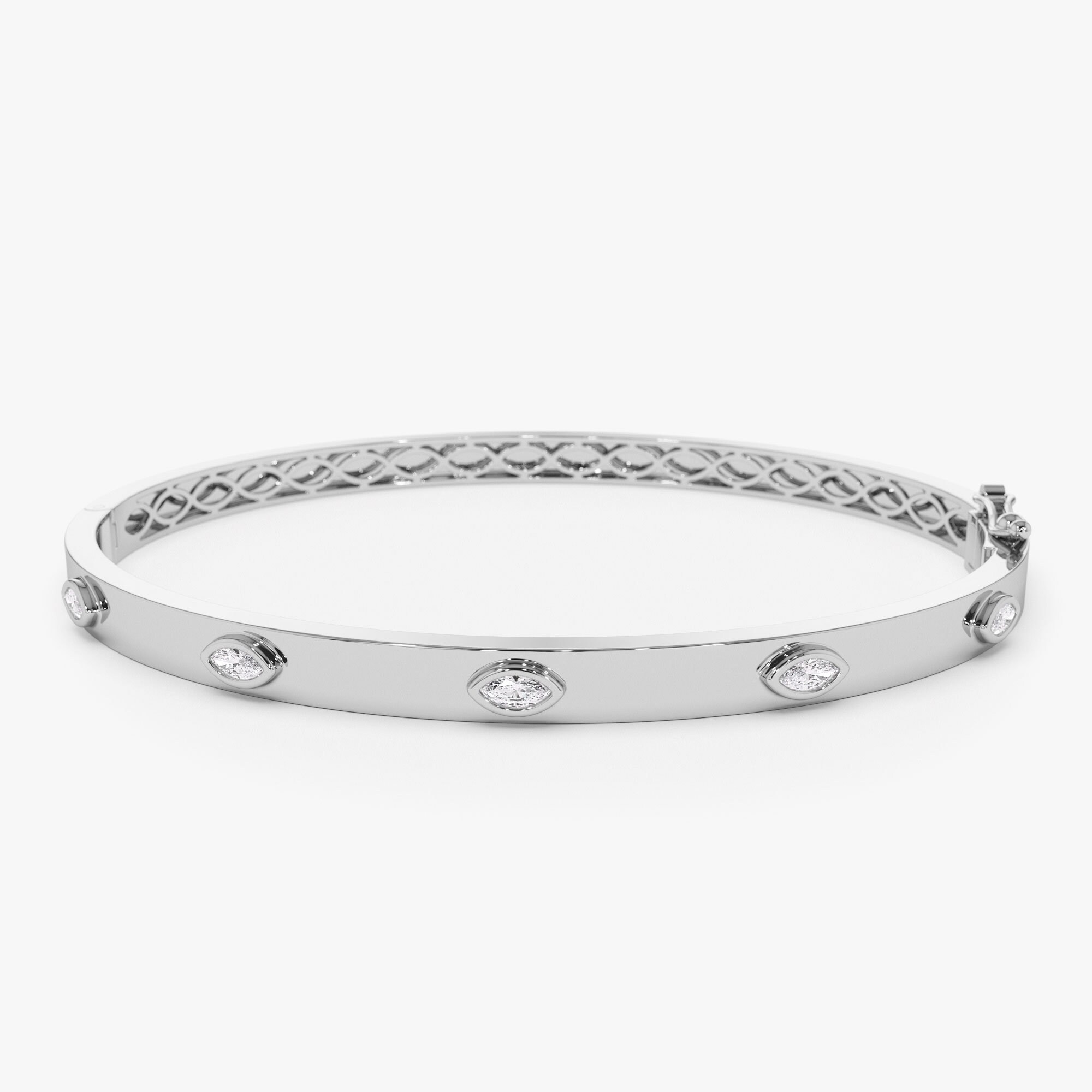 14K Gold Marquise Diamond Bangle Bracelet