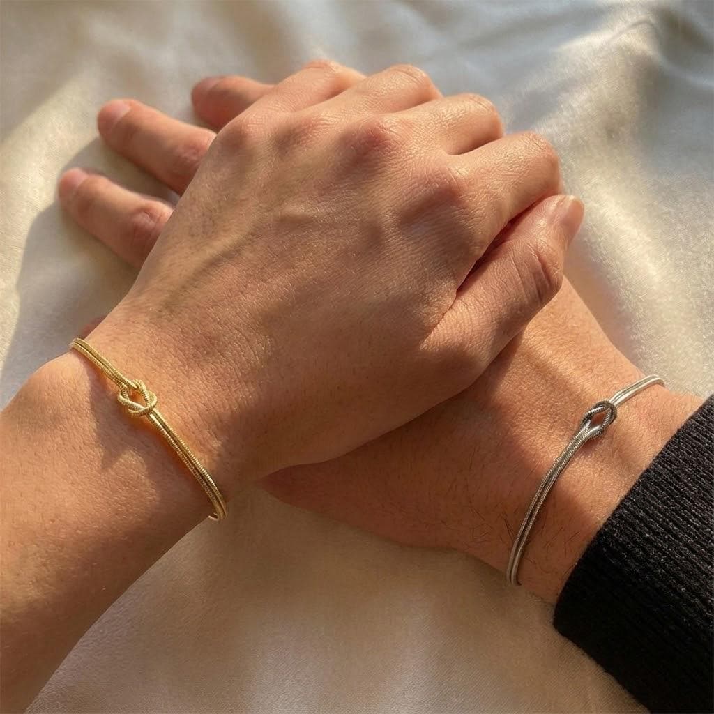 Love Knot Bracelet for Couples in Plated Stainless Steel