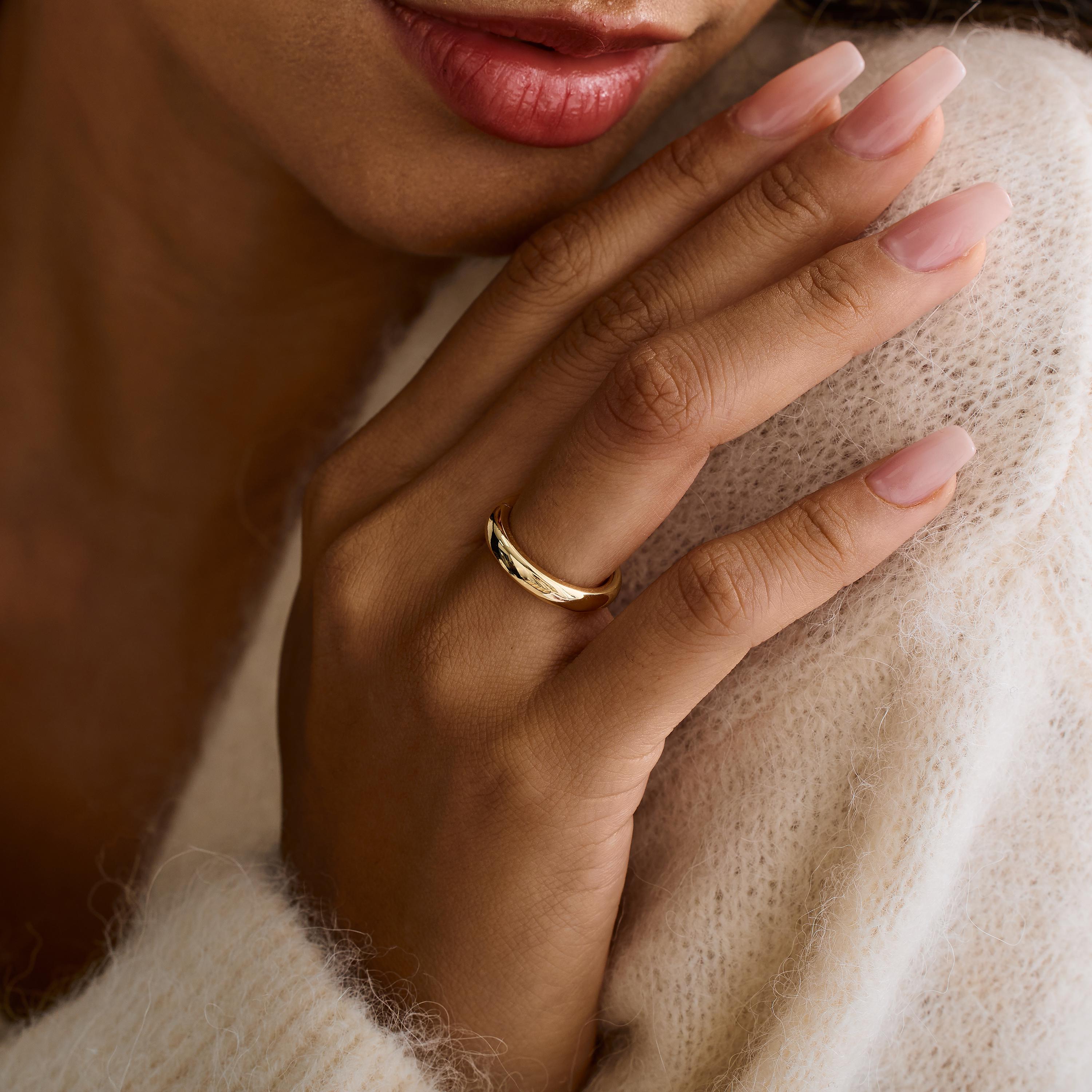 Personalized Birthstone Band Ring with Inside Engraving