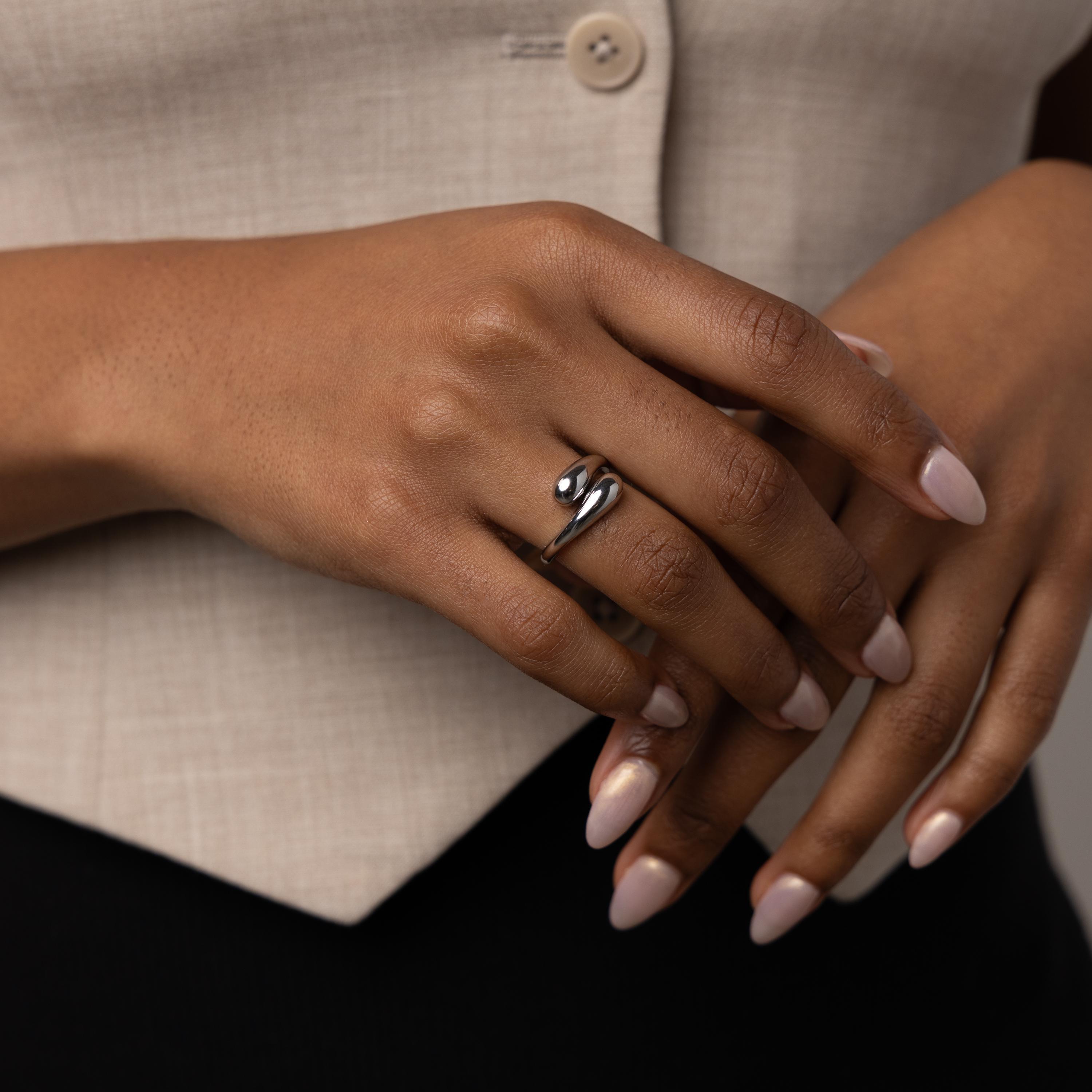 Duo Dome Ring, Chunky Gold Statement Ring With Adjustable Band