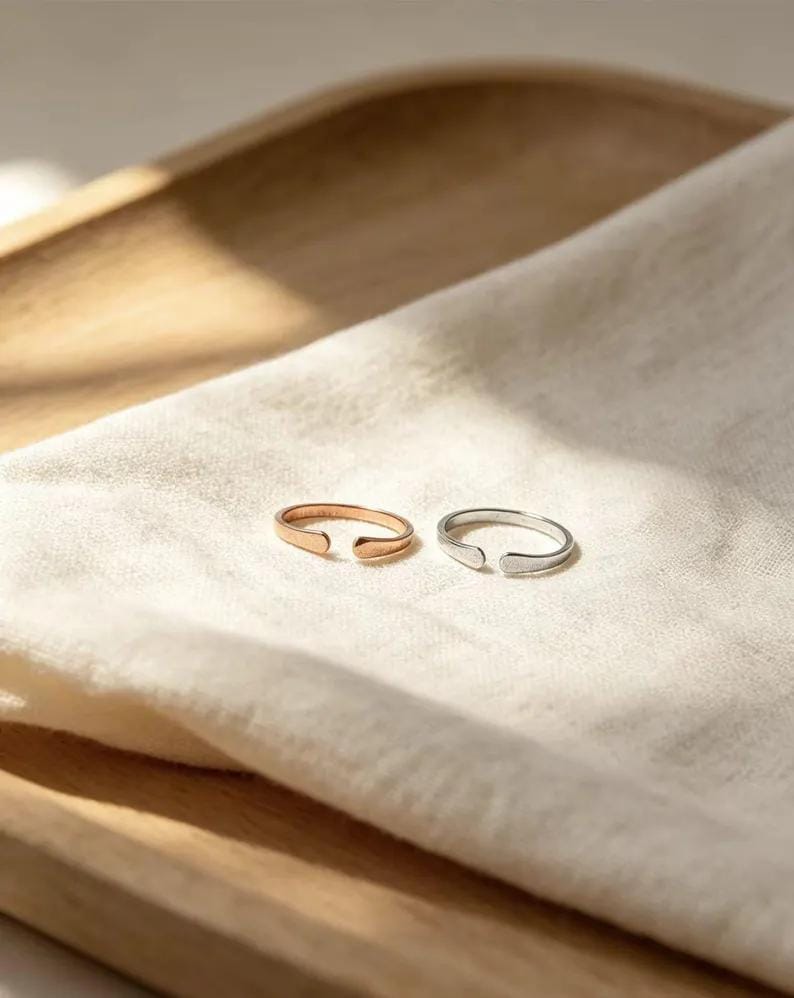 Custom Engraved Double Initial Ring, 18K Gold Plated Steel