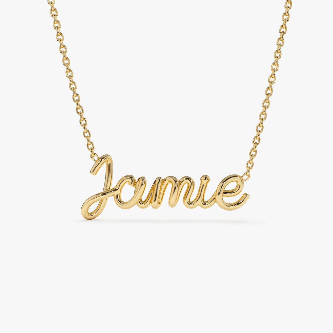 14K Solid Gold Script Name Necklace
