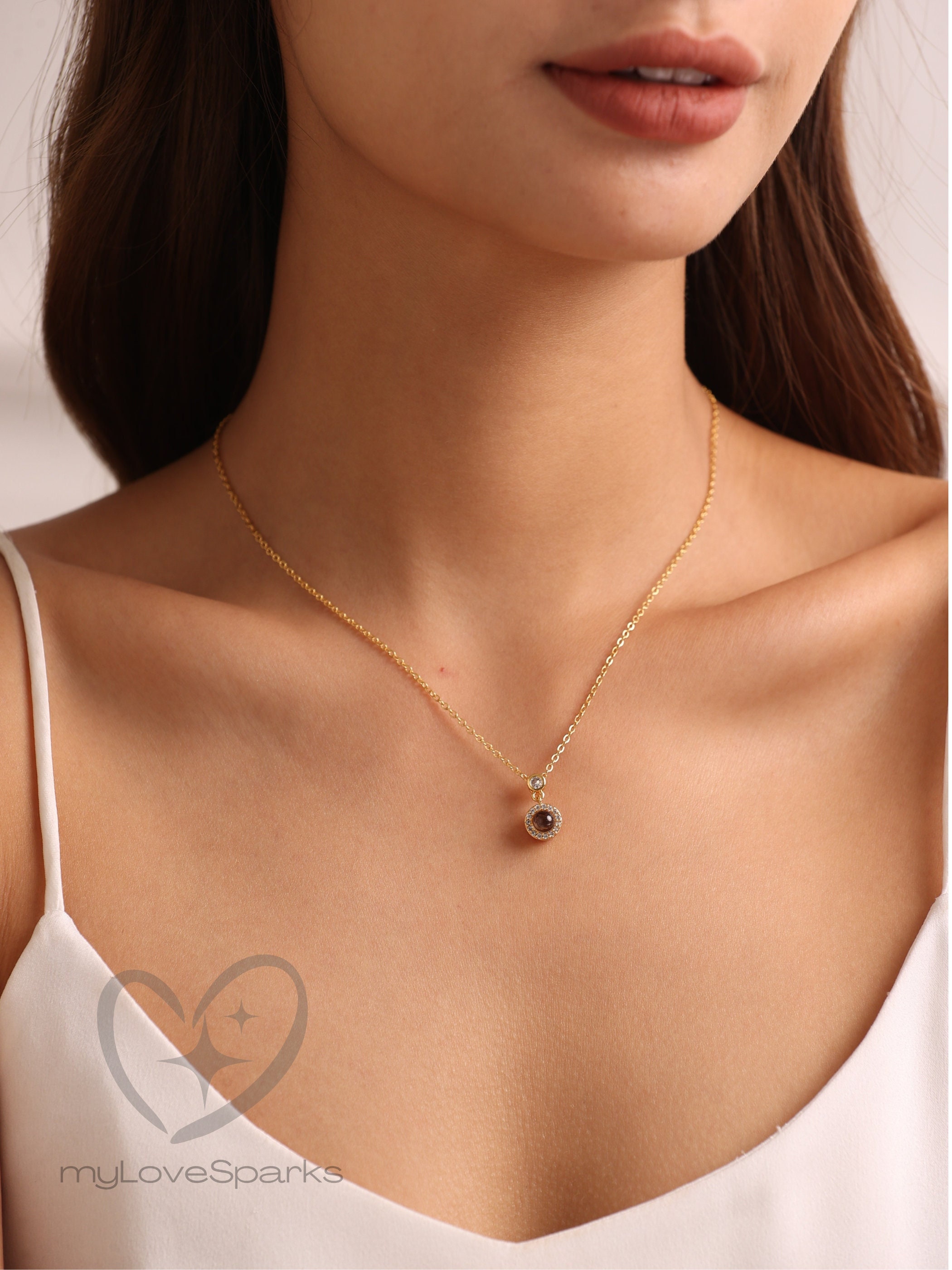 Minimalist Photo Projection Necklace in Stainless Steel