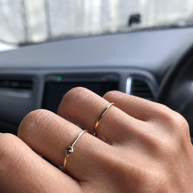 14K Gold Thin Plain Wedding Band, 1.2mm