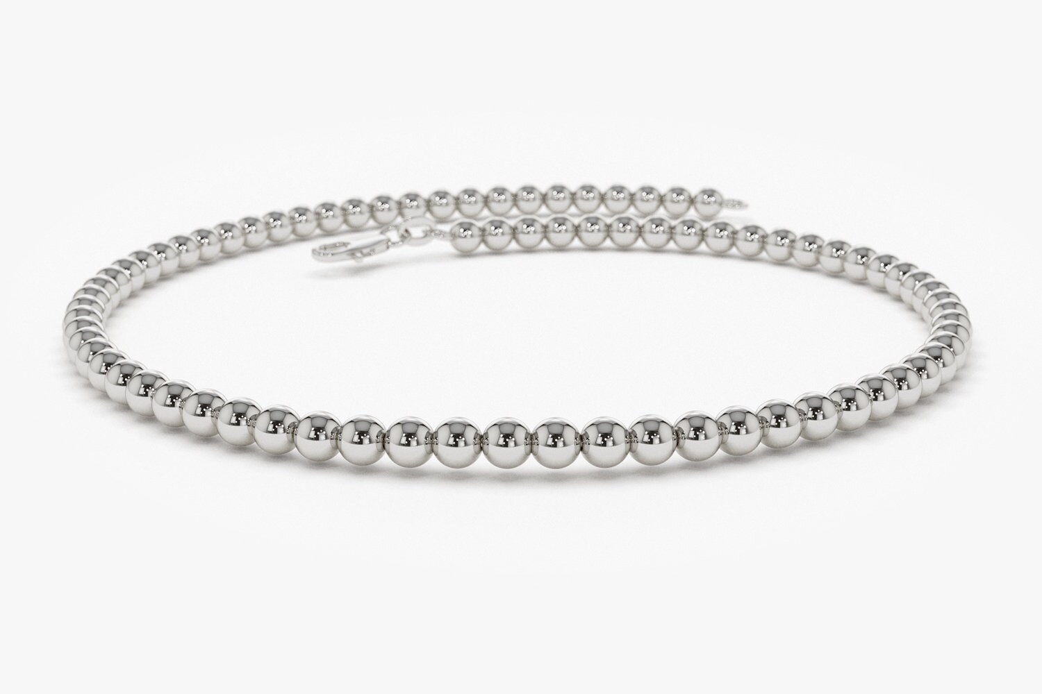 14K Solid Gold 2.5 mm Beaded Bracelet with Inner Cable Chain