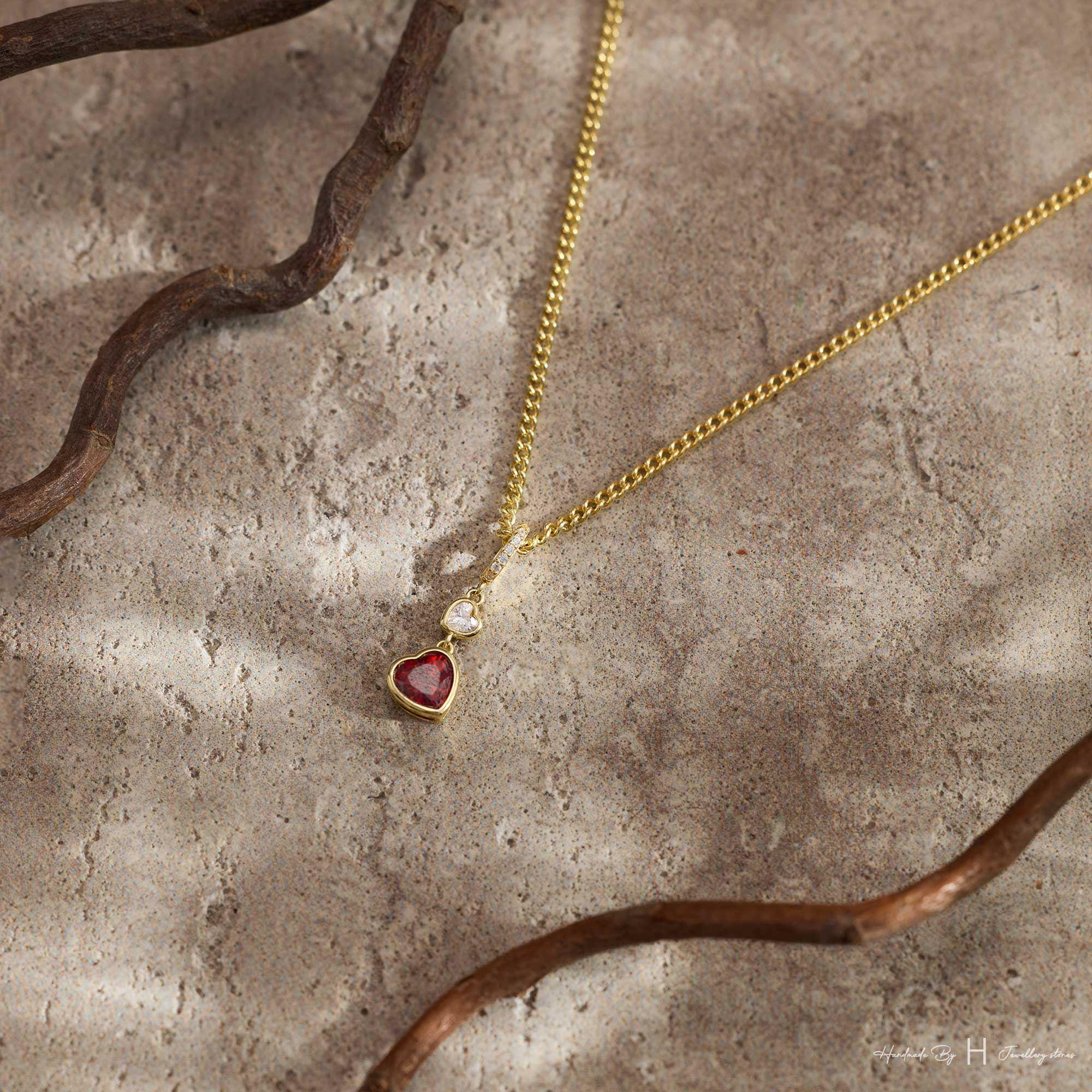 Custom Birthstone Heart Pendant Necklace in Copper