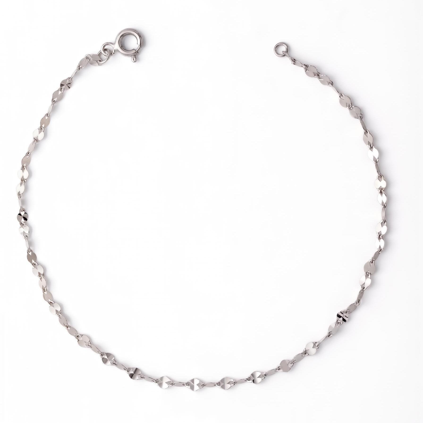 14K Solid Gold Delicate Faceted Chain Bracelet
