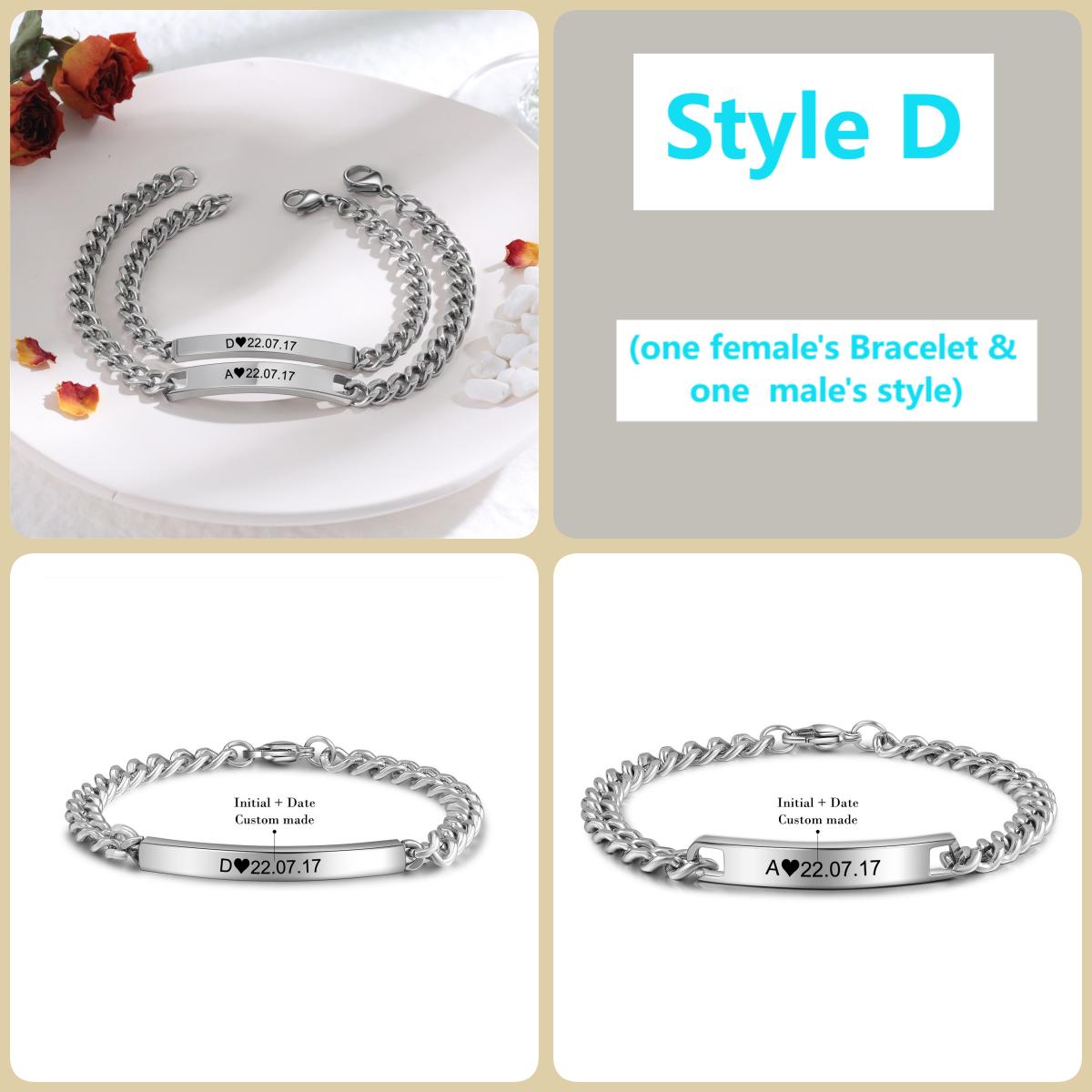 Personalized Two Name Infinity Couple Bracelet Set