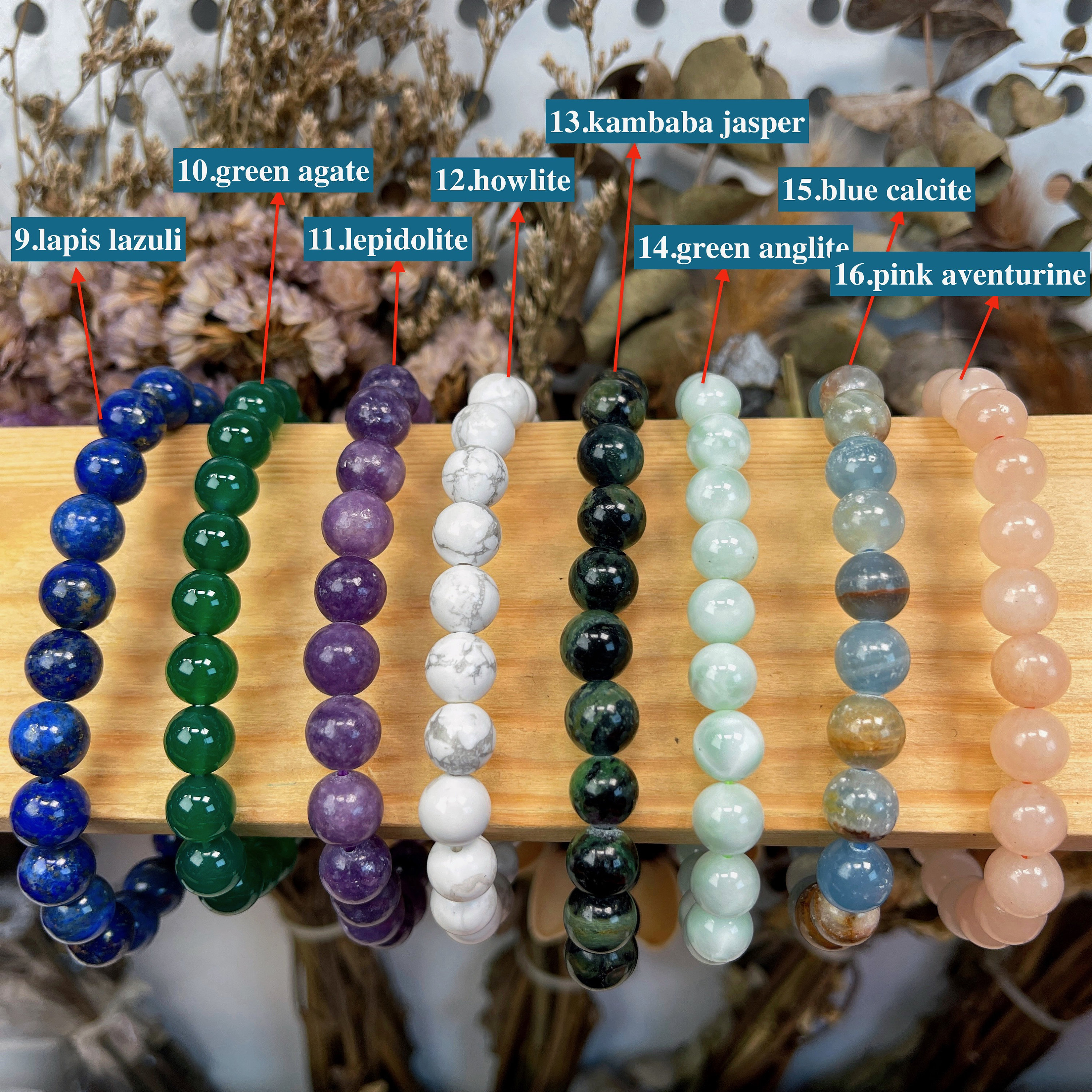 Handmade Natural Gemstone Beaded Bracelet, 6mm to 10mm