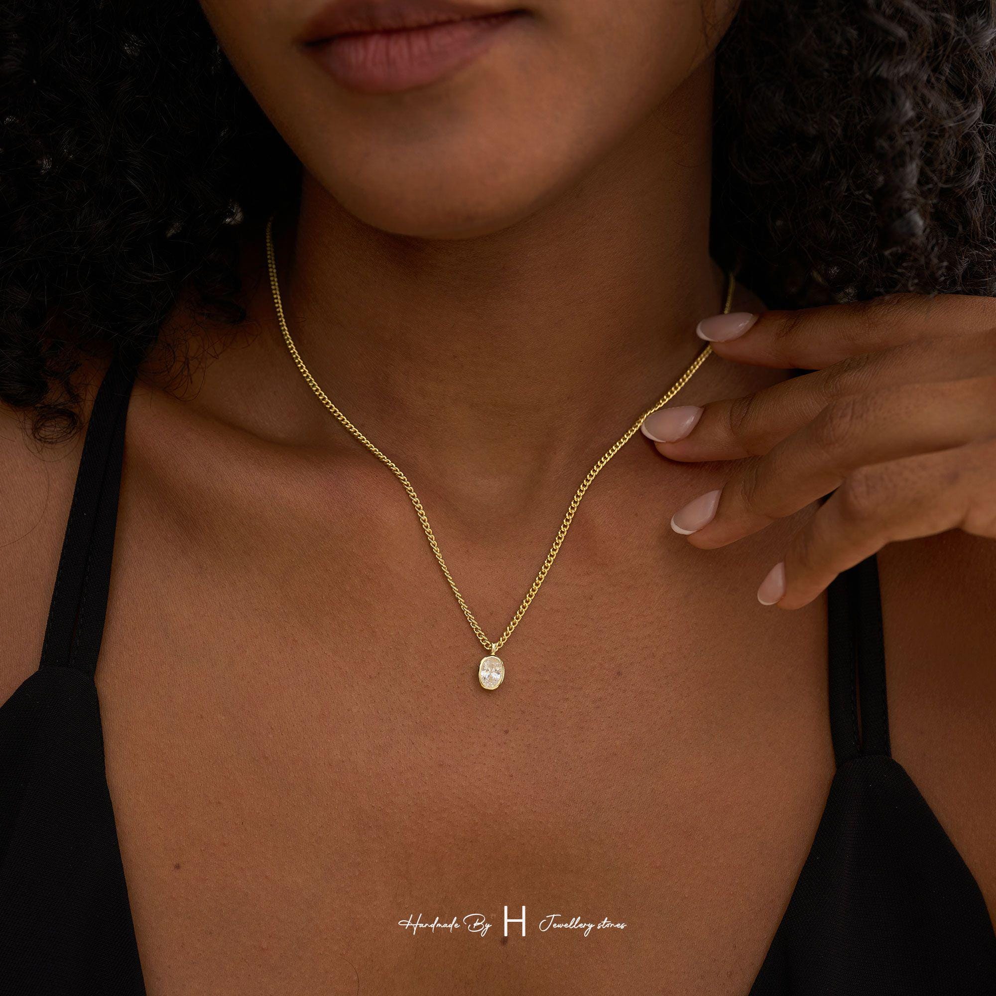 Custom Birthstone Necklace for Dad with Copper Pendant and Zircon Stone